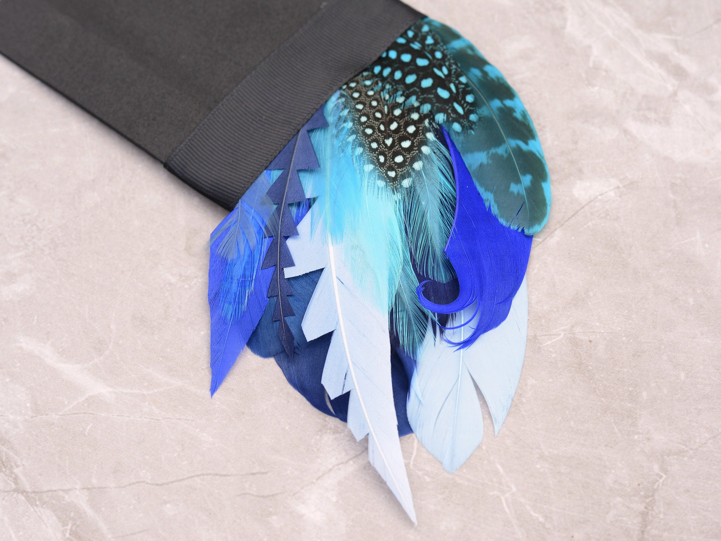 Blue and Turquoise Feather Pocket Square No.262 | Suit Accessory | Feather Neck Tie | Grooms Outfit | Groomsmen Gift | Wedding