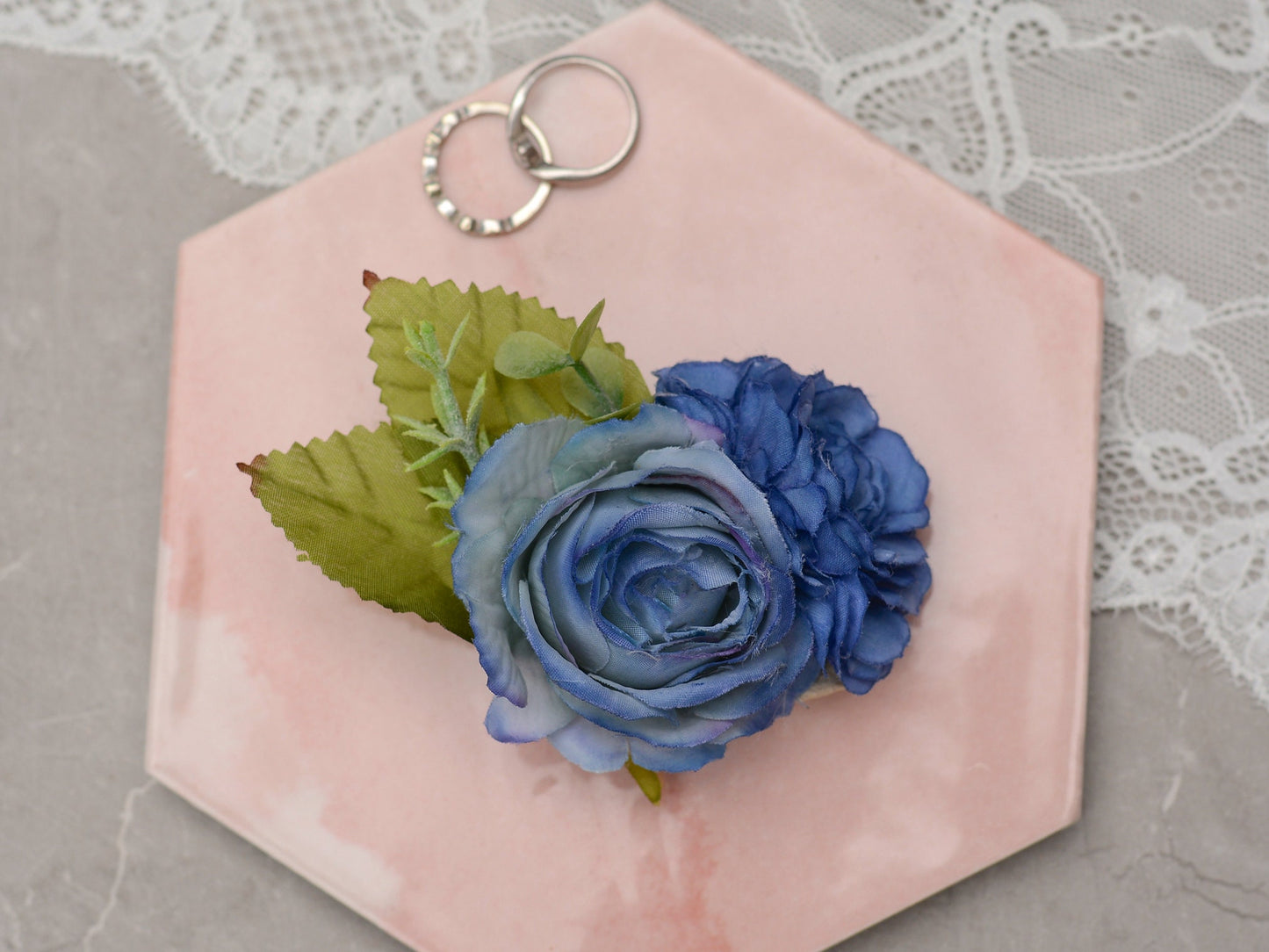 Flower Hair Clip in Blue | Bridal Hair Clip | Bridesmaids Hair Clip | Floral Headpiece | Flower Girl