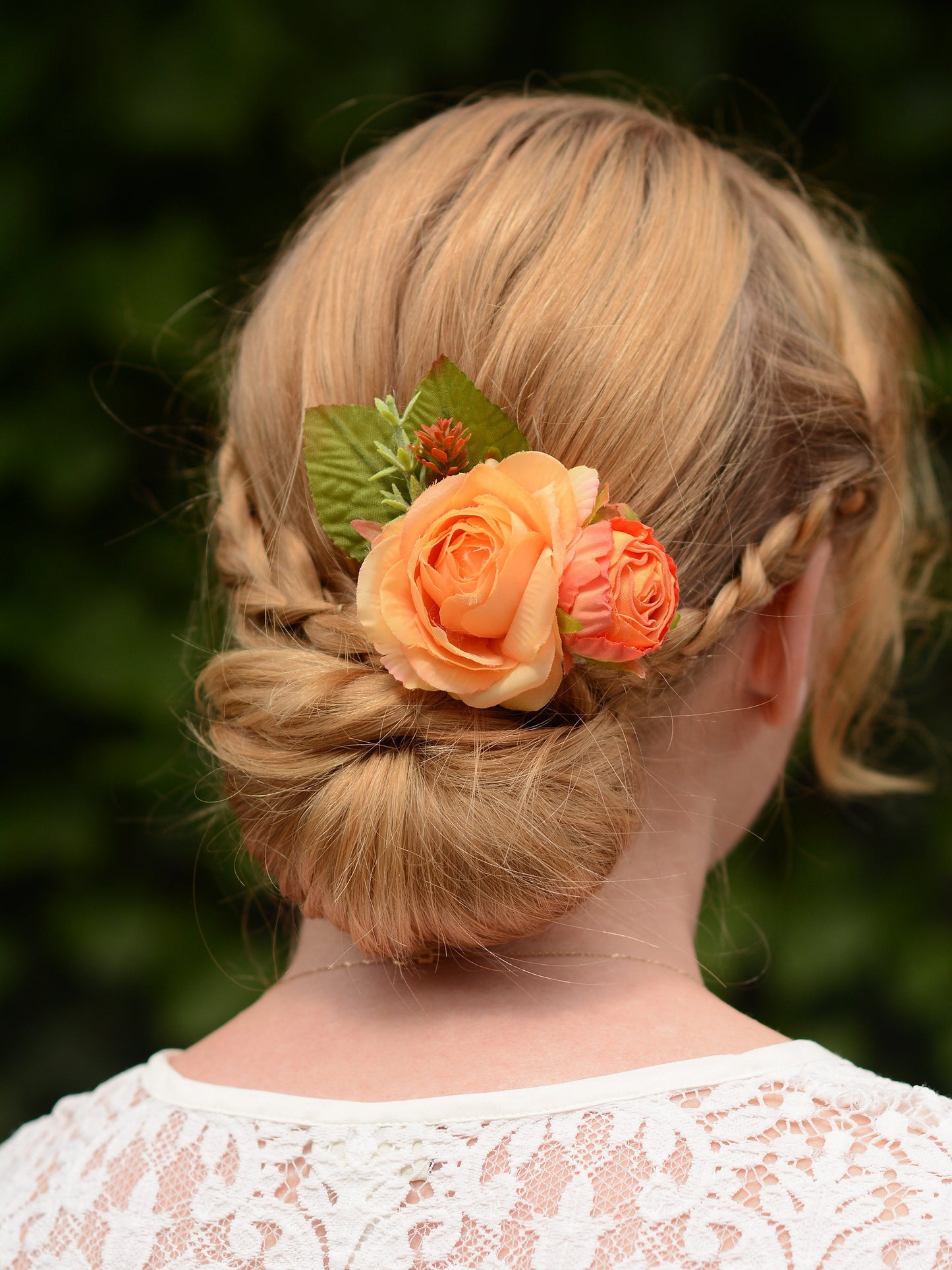 Orange Rose and Ranunculus Flower Hair Clip | Orange Flower Hair Clip | Rose Hair Clip | Bridesmaids Hair Clip | Hair Accessory
