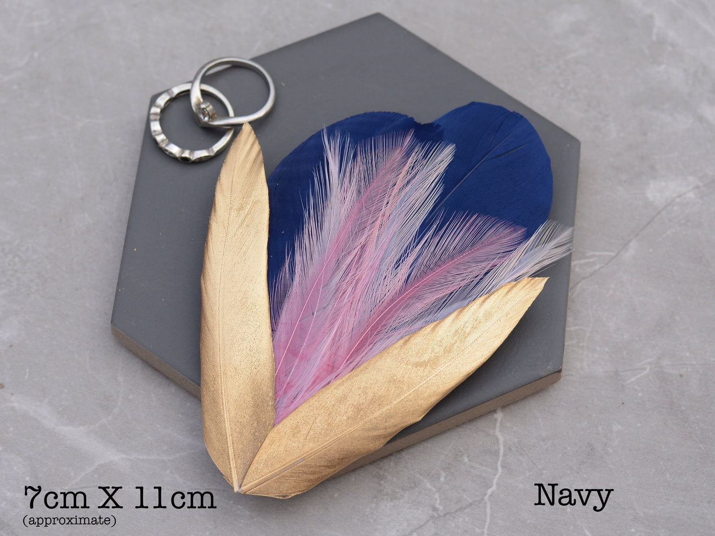 Feather Hair Clip in Navy Blue and Gold | Blue Feather Hair Clip | Navy Blue Fascinator
