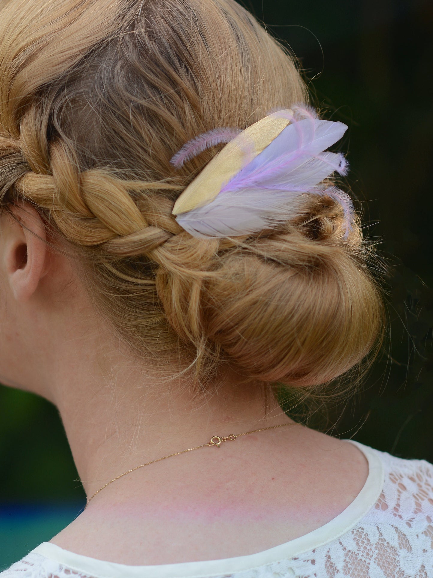 Lavender Purple and Gold Small Feather Hair Clip | Purple Feather Hair Clip | Feather Headpiece | Wedding Fascinator