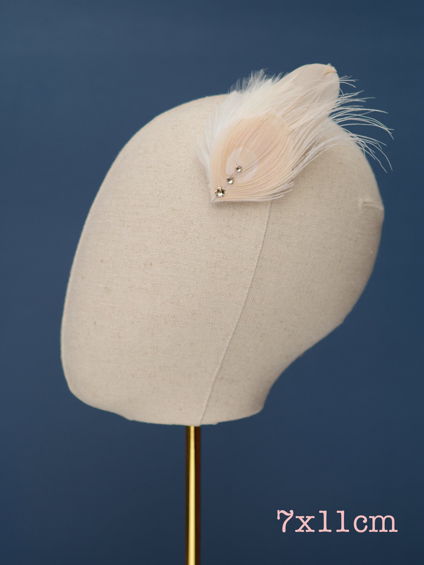 Feather Fascinator in Blush Pink and Ivory Peacock with Swarovski Crystal Detail | Bridal Feather Hair Clip | Blush Feather Hair Clip