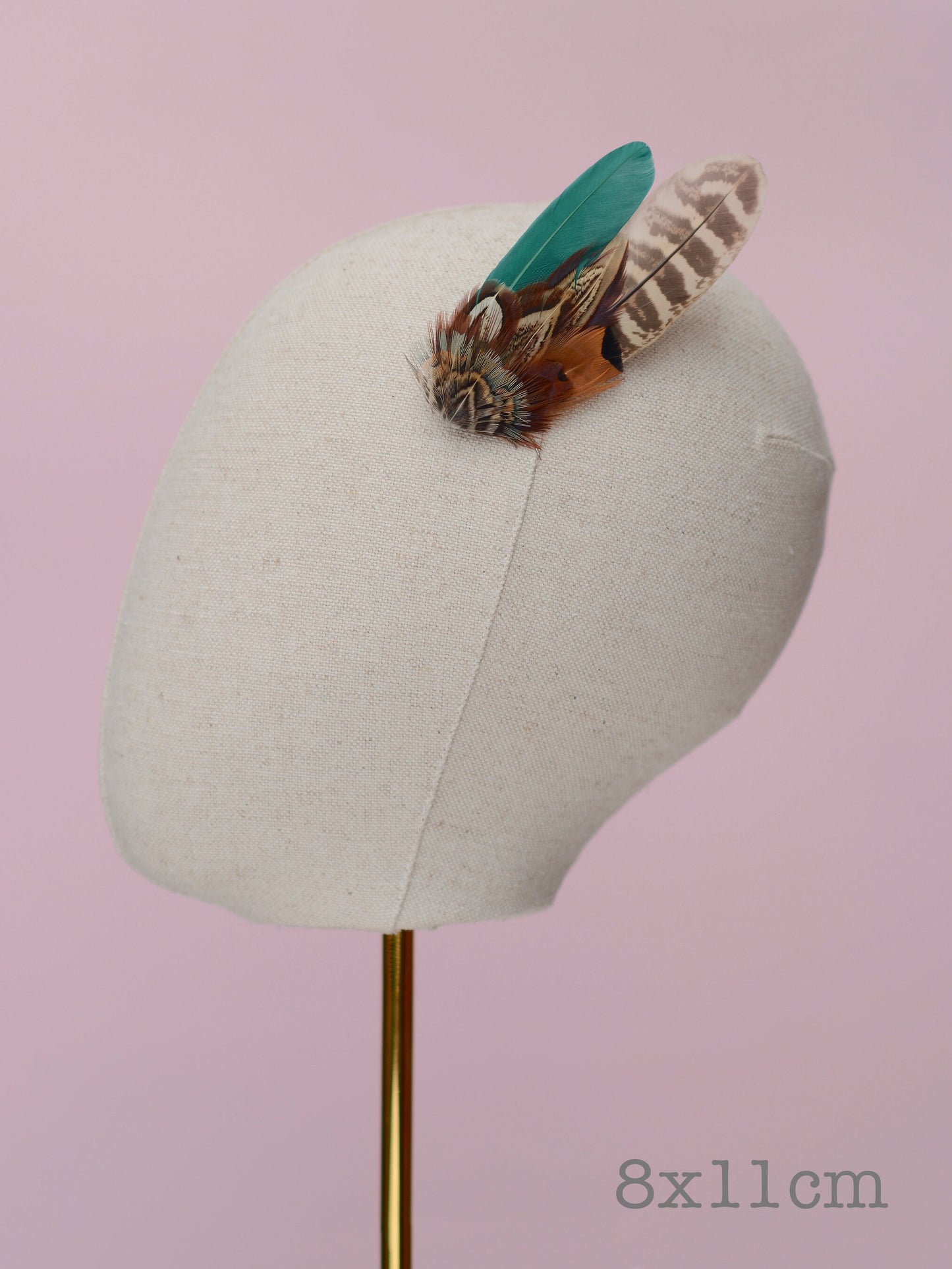Green and Copper Pheasant Feather Hair Clip, Feather Fascinator