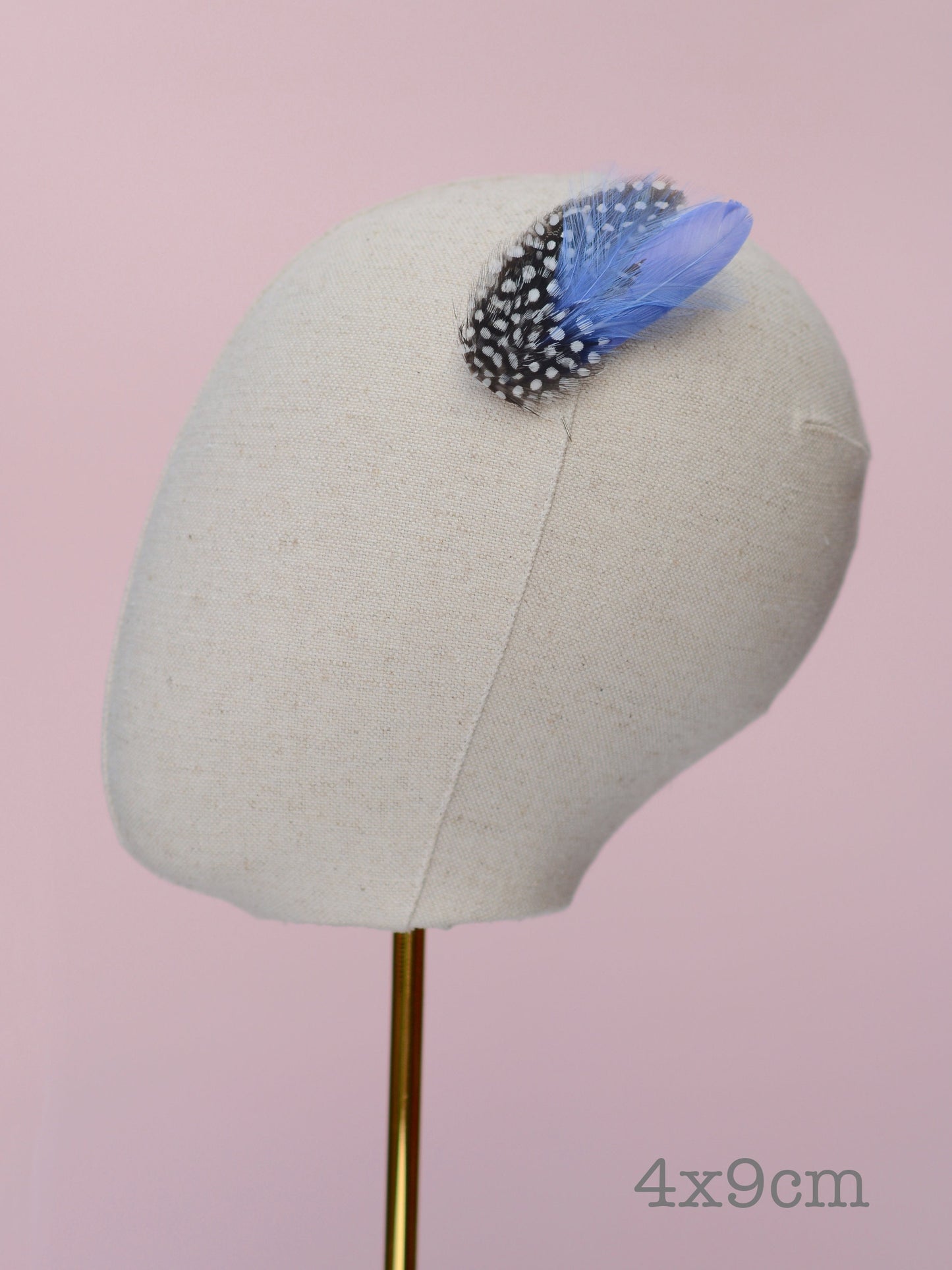 Feather Hair Clip in Cornflower Blue and Polka Dot | Blue Feather Hair Clip | Pastel Blue Feather Headpiece | Wedding Fascinator