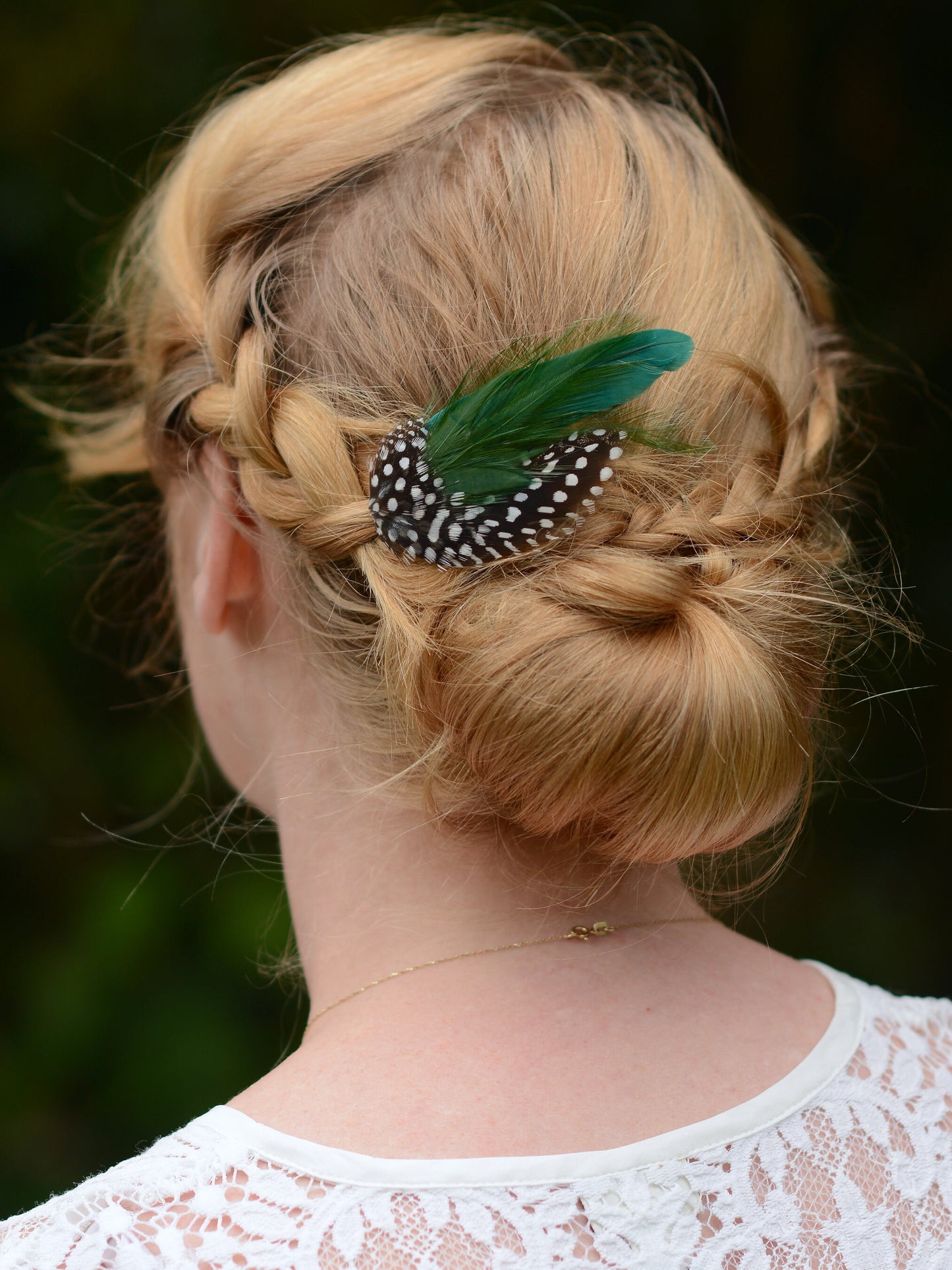Feather Hair Clip in Bottle Green and Polka Dot | Green Feather Hair Clip | Green Feather Headpiece | Wedding Fascinator