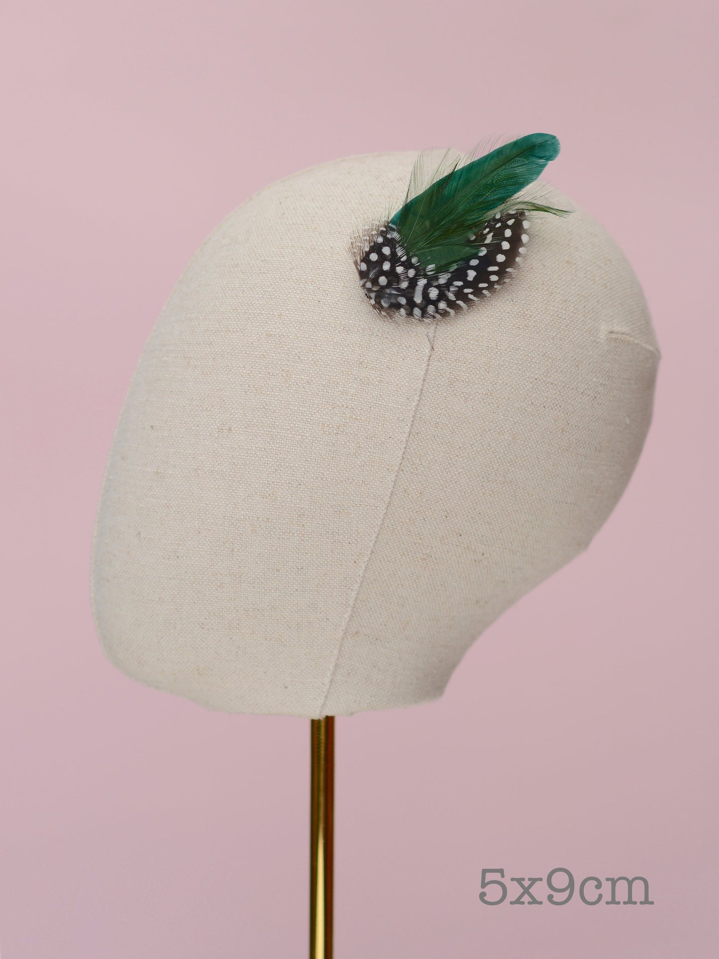 Feather Hair Clip in Bottle Green and Polka Dot | Green Feather Hair Clip | Green Feather Headpiece | Wedding Fascinator
