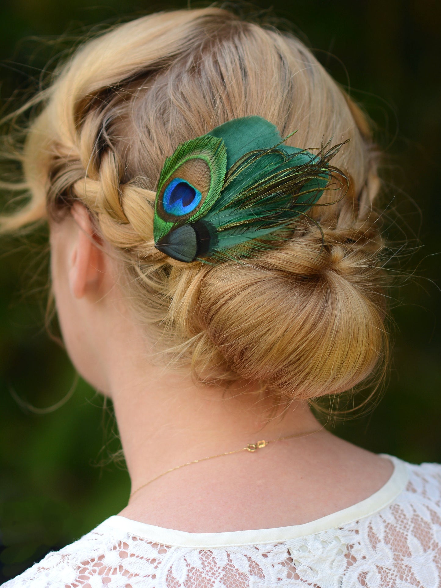 Green Peacock Feather Hair Clip Fascinator, Peacock Feather Headpiece