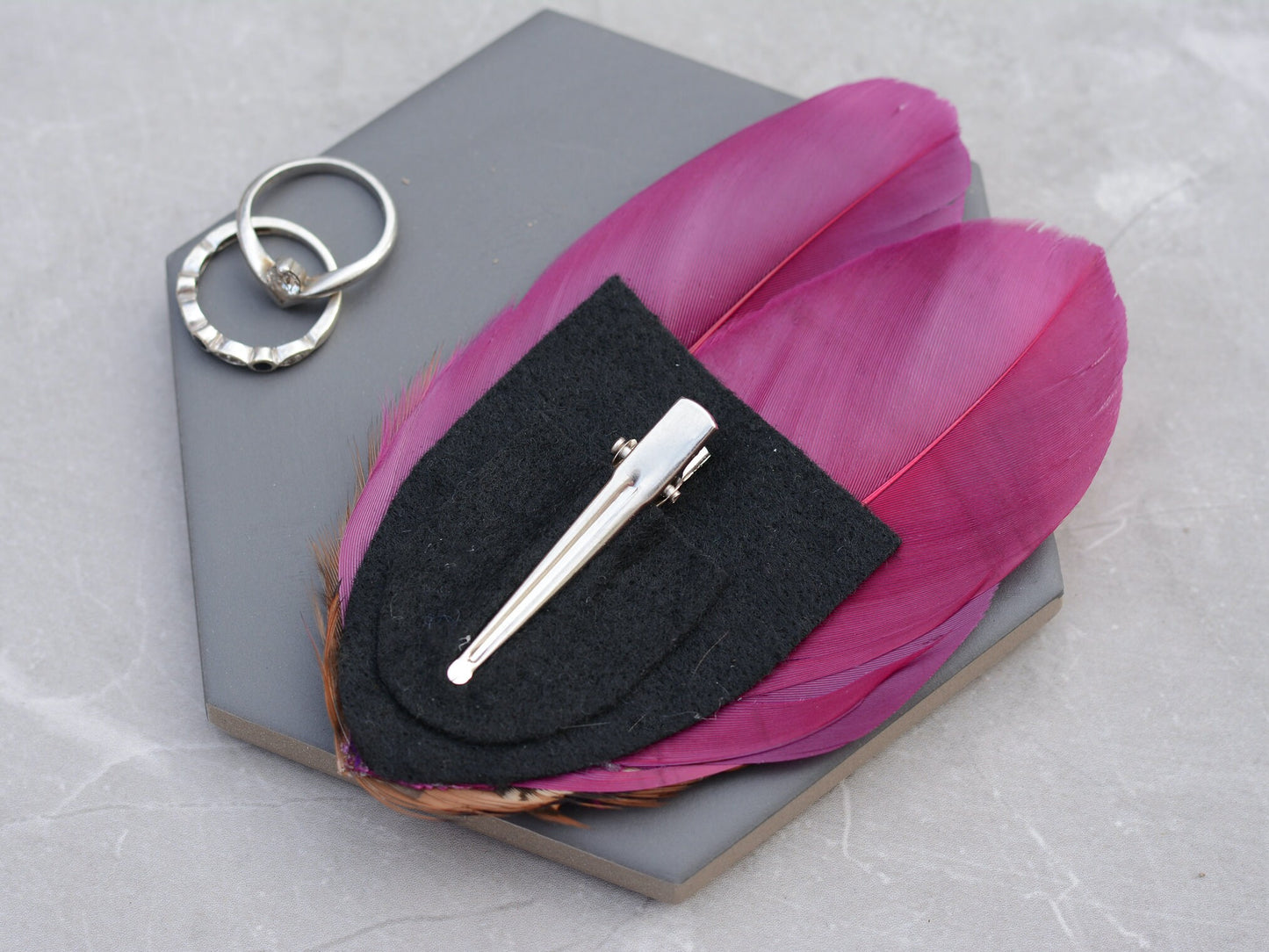 Plum and Copper Pheasant Feather Hair Clip No.20, Feather Fascinator, Wedding Hair Clip