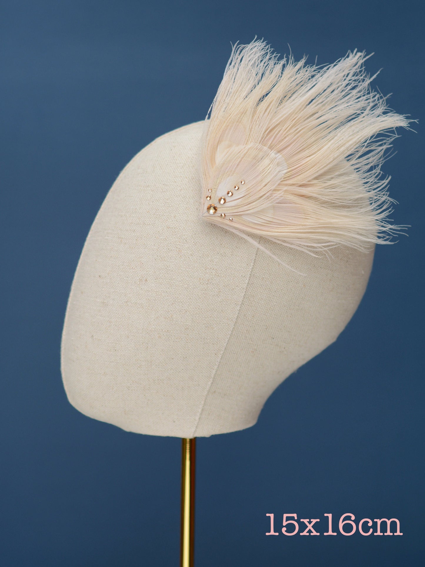 Feather Fascinator in Ivory Peacock with Swarovski Crystal Detail | Bridal Feather Hair Clip | Bridal Feather Hairpiece | Bridal Headpiece