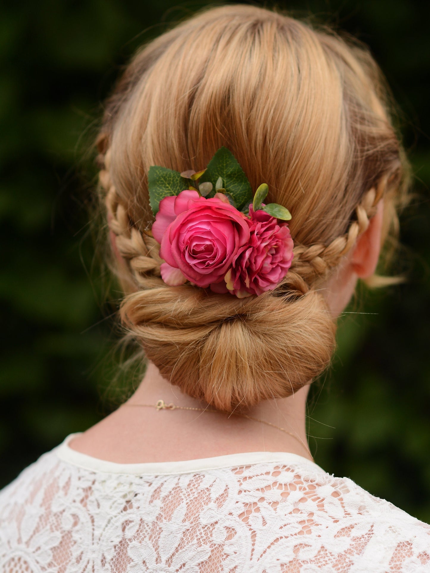 Bright Pink Rose and Peony Flower Hair Clip | Silk Flower Hair Clip | Bridal Hair Clip | Bridesmaids Hair Clip | Flower Girl