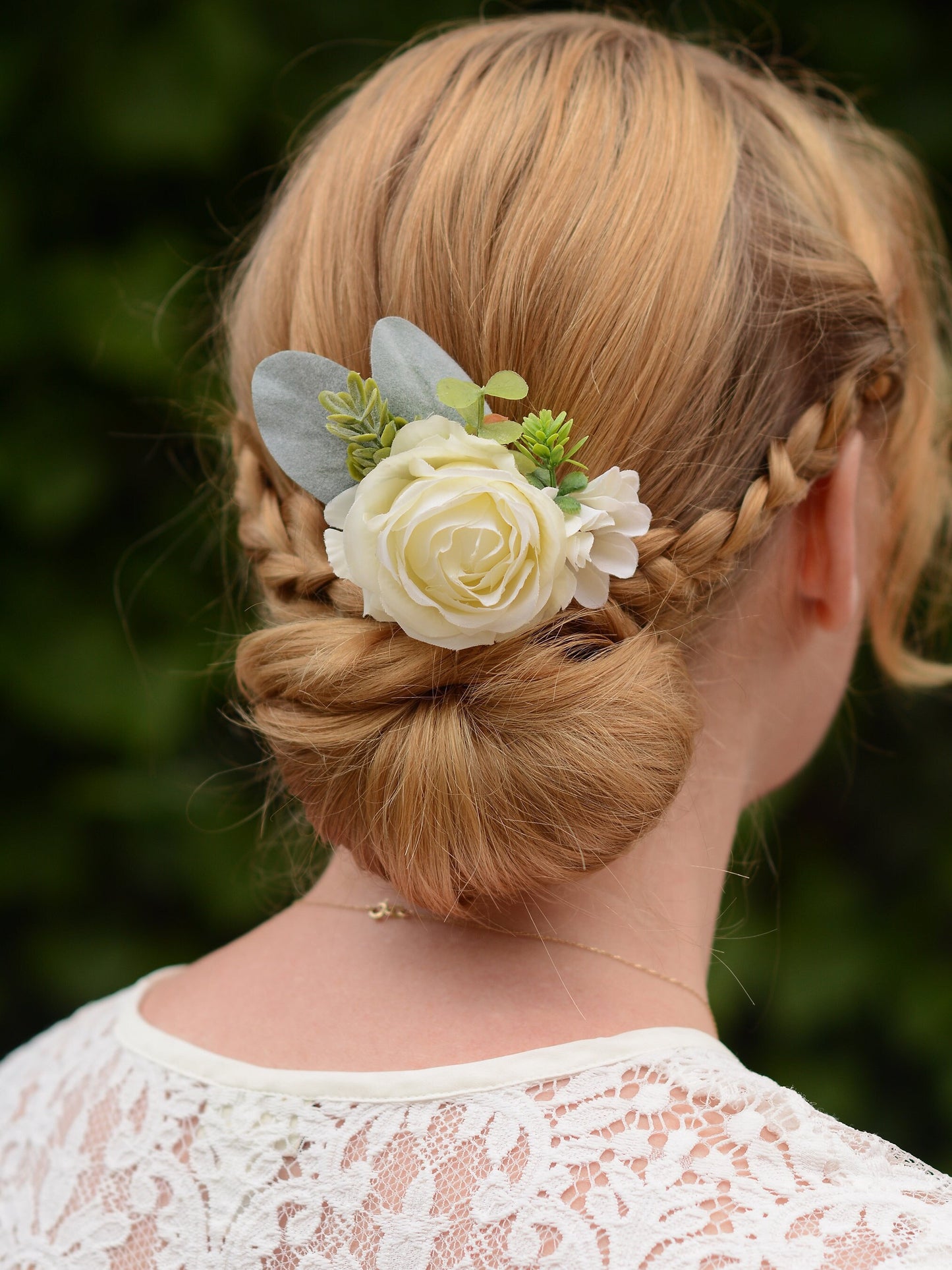 Flower Hair Clip in Ivory Rose and Anemone, Bridesmaids Hair Clip, Bridal Hair Clip