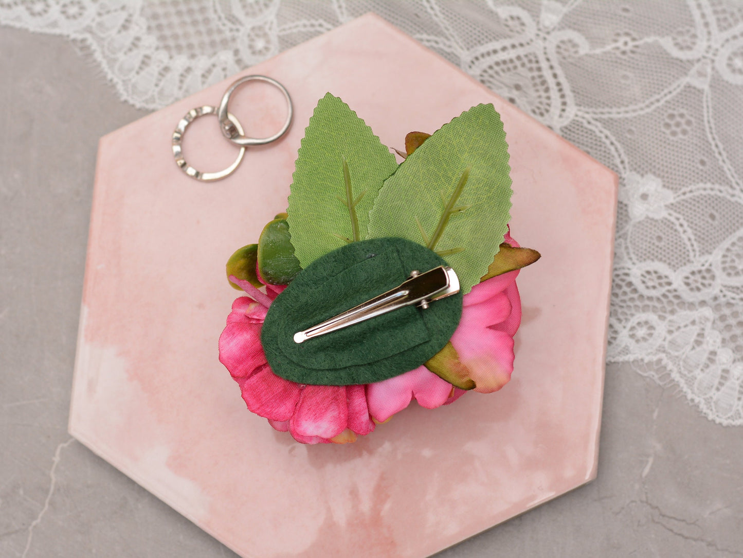 Bright Pink Rose and Peony Flower Hair Clip | Silk Flower Hair Clip | Bridal Hair Clip | Bridesmaids Hair Clip | Flower Girl