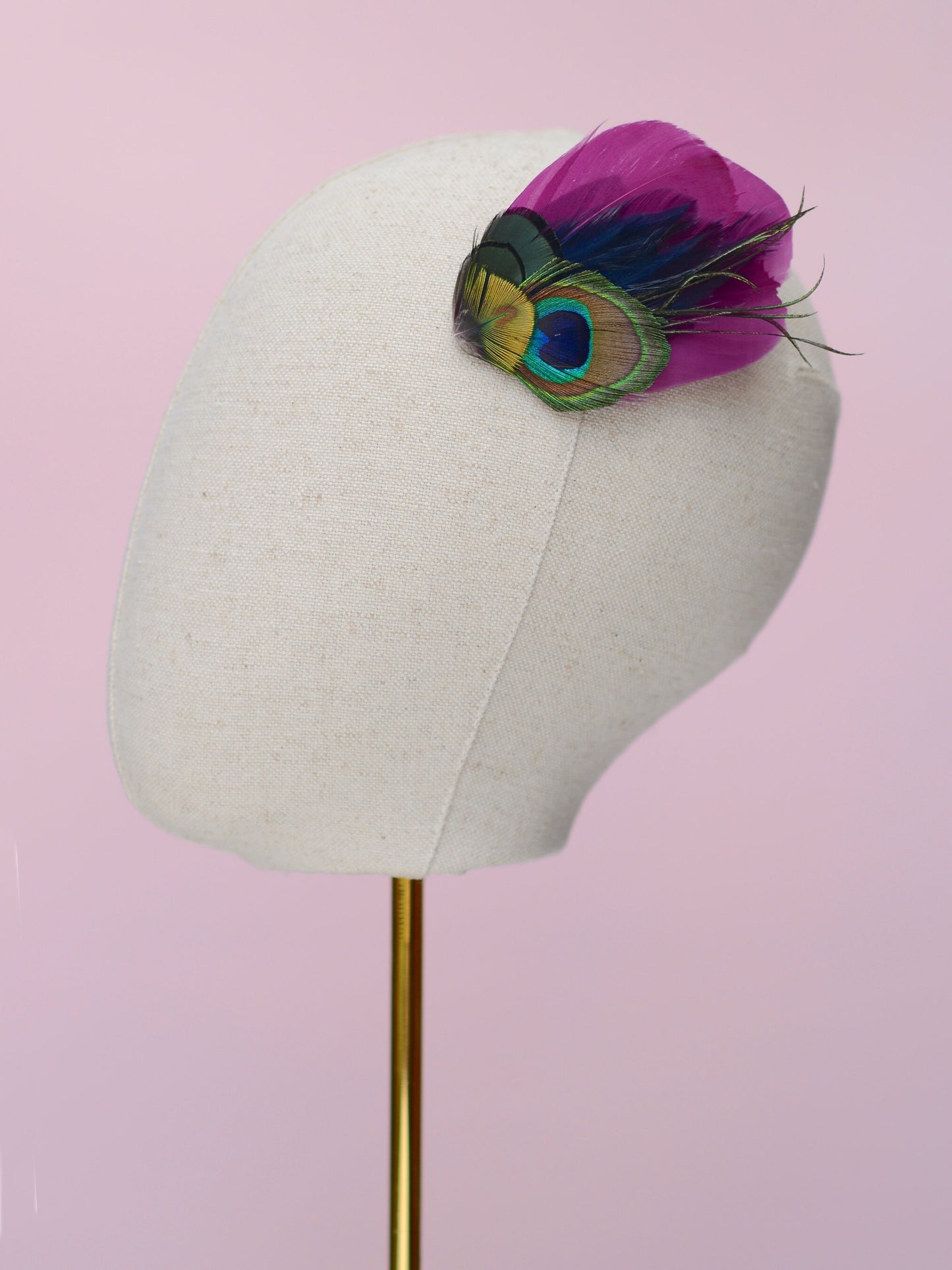 Purple, Navy Blue and Peacock Feather Hair Clip | Peacock Feather Fascinator | Peacock Feather Headpiece | Bridesmaid Hair Clip | Wedding