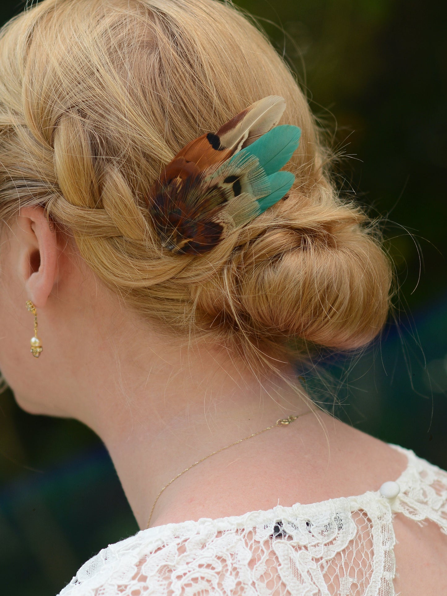 Small Green and Copper Pheasant Feather Hair Clip | Feather Fascinator | Bridal | Bridesmaid Hair Clip | Wedding Fascinator