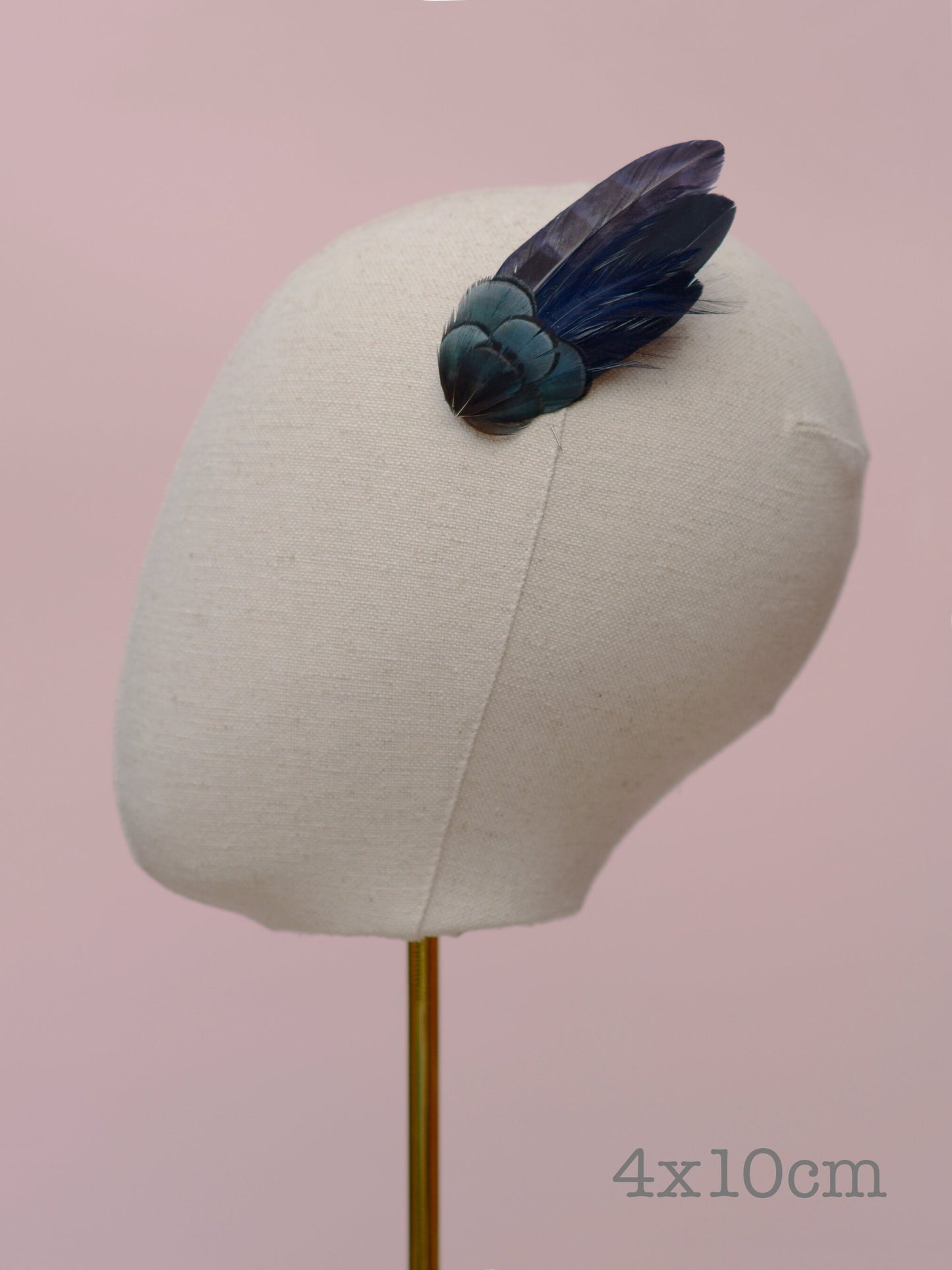 Navy Blue Feather Hair Clip, Feather Fascinator
