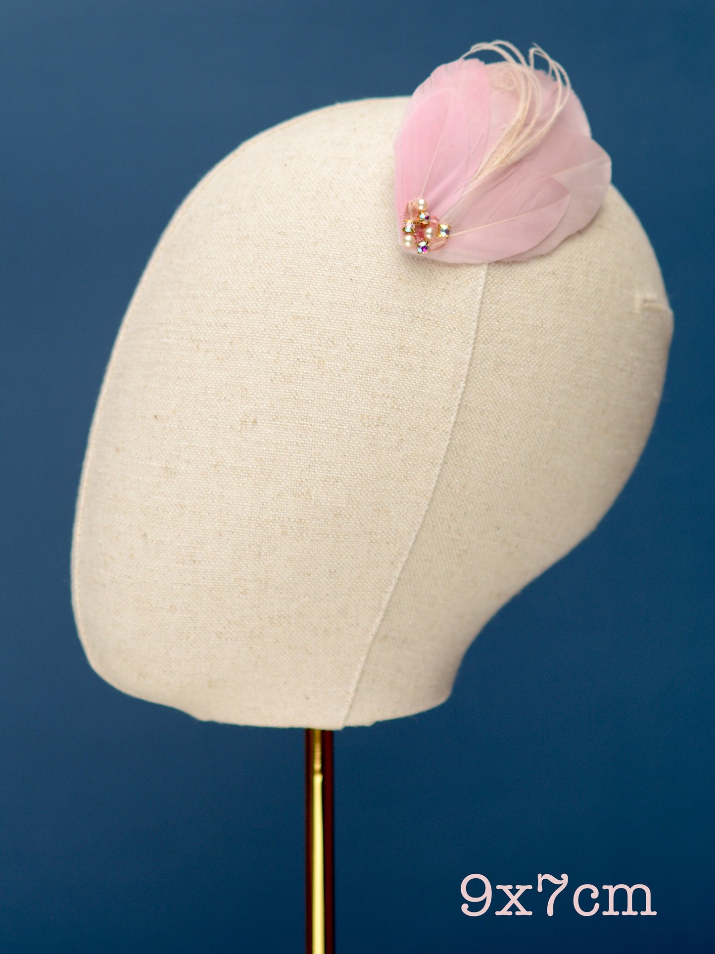 Blush Pink Vintage Style Feather Hair Clip in with Crystals and Pearls | Pink Feather Fascinator | Pink Feather Headpiece | Bridal Hair Clip