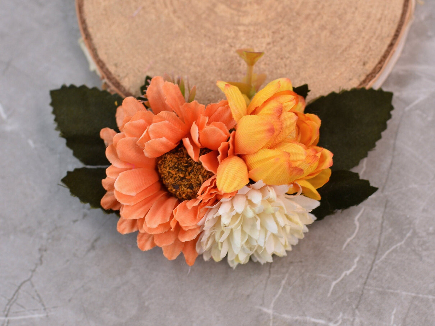 Orange and Ivory Flower Hair Clip | Orange Flower Hair Clip | Orange Hair Clip | Bridesmaids Hair Clip | Bridal Hair Clip | Fall Wedding