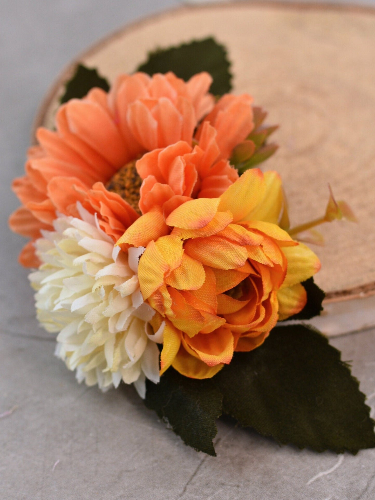 Orange and Ivory Flower Hair Clip | Orange Flower Hair Clip | Orange Hair Clip | Bridesmaids Hair Clip | Bridal Hair Clip | Fall Wedding
