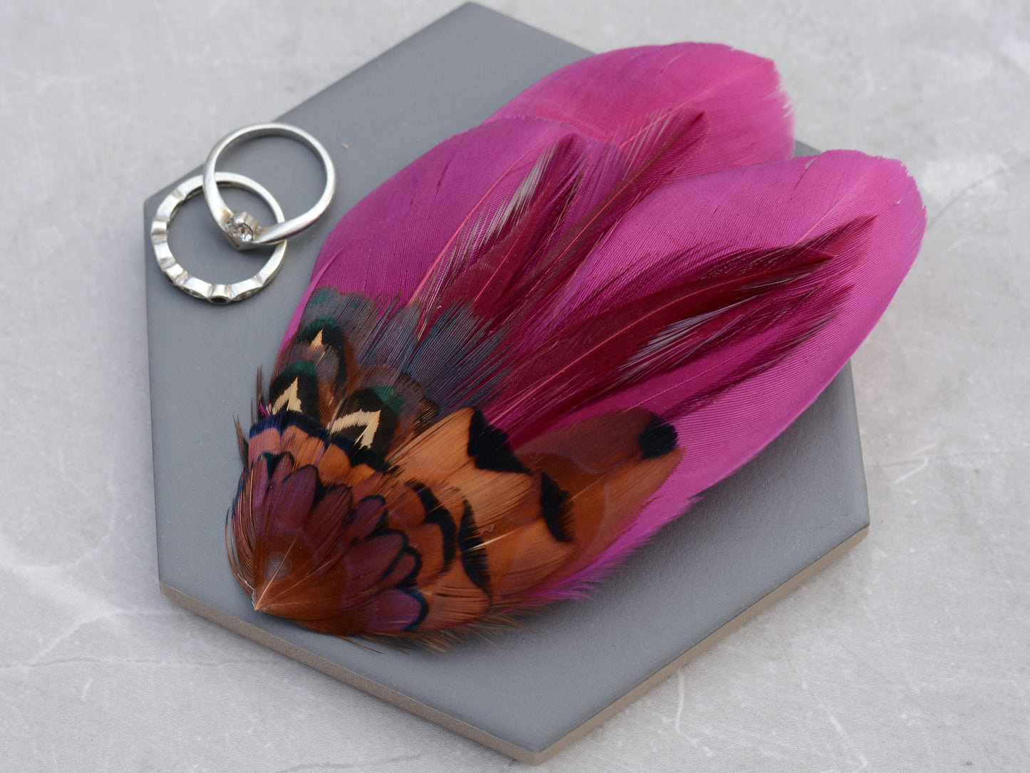 Plum and Copper Pheasant Feather Hair Clip No.20, Feather Fascinator, Wedding Hair Clip