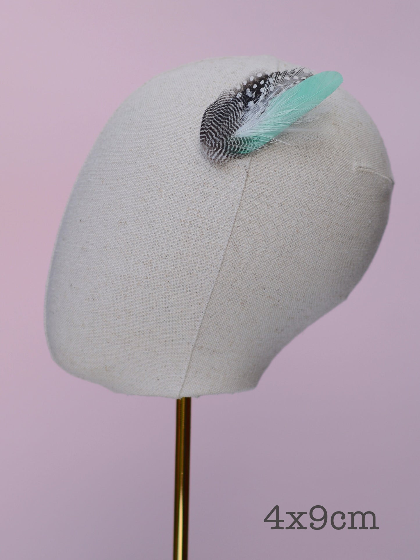 Feather Hair Clip in Mint Green and Polka Dot | Mint Feather Hair Clip | Mint Feather Headpiece | Wedding Fascinator | Bridal Headpiece