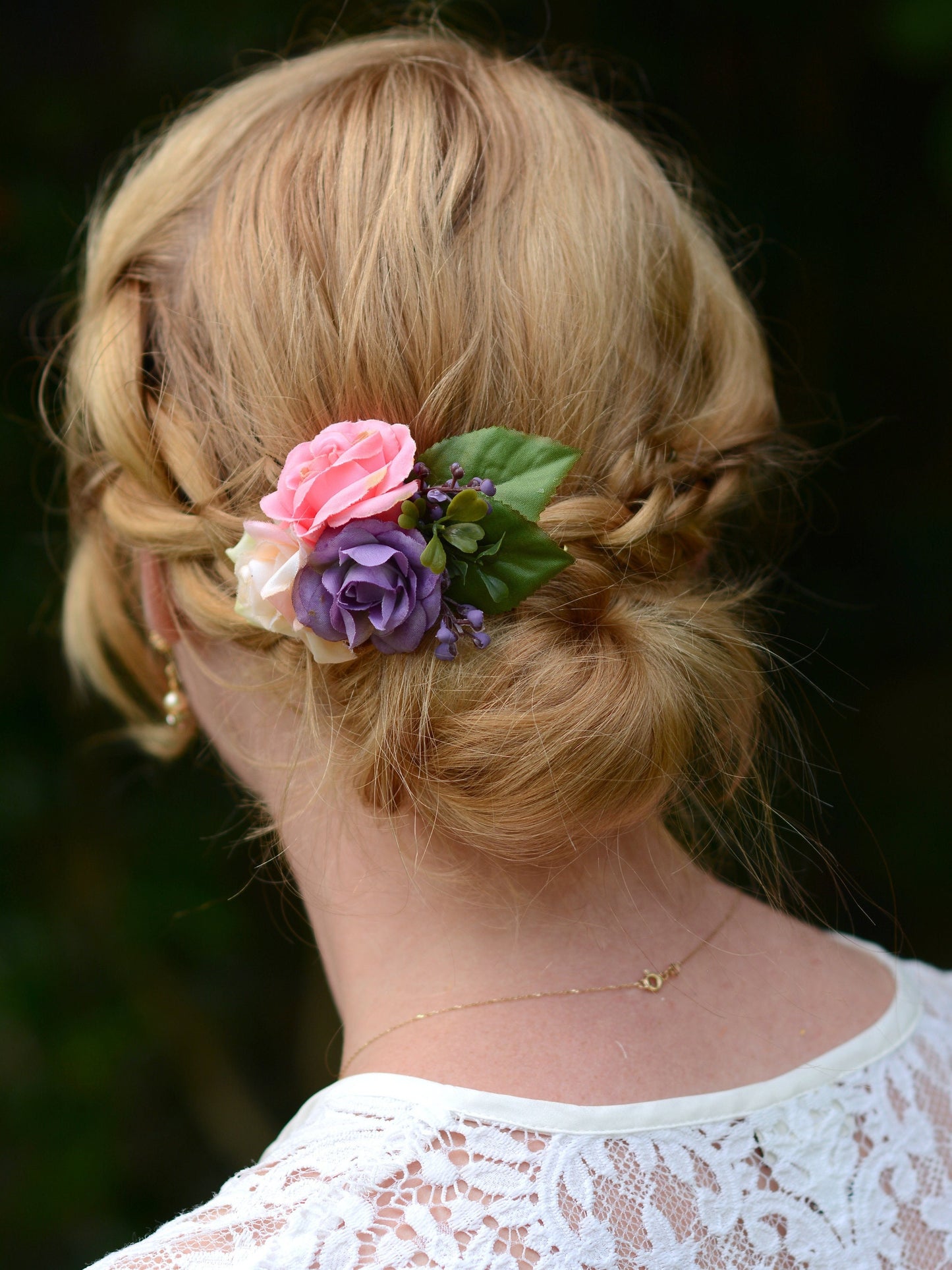 Pink and Purple Flower Hair Clip | Bridesmaids Hair Clip | Floral Headpiece | Bridal Hair Clip | Flower Bun Clip | Pink Hair Clip