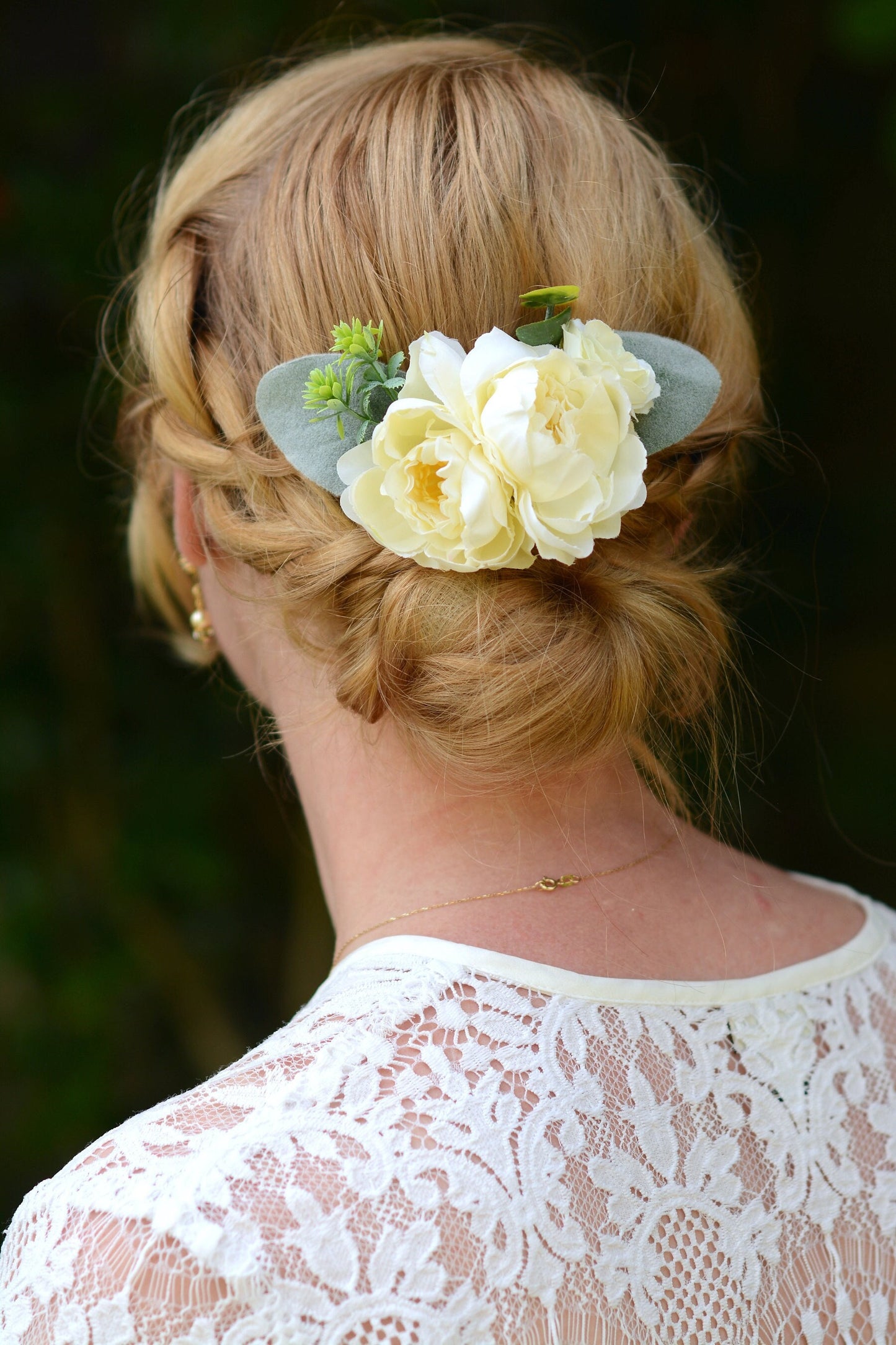 Ivory Peony Flower Hair Clip, Bridal Hair PIece