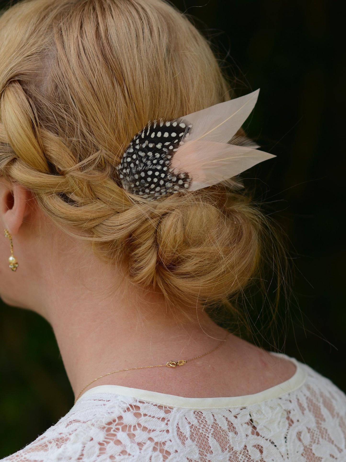 Blush Pink Feather Hair Clip with Polka Dots | Pink Feather Fascinator | Blush Feather Headpiece | Wedding Fascinator | Bridal Headpiece