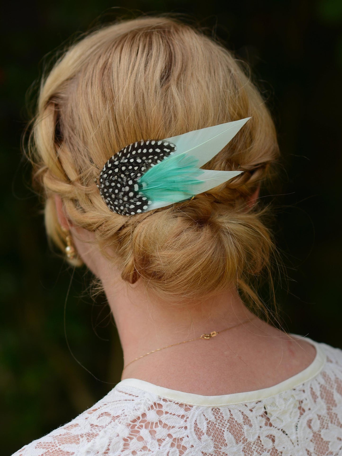 Pastel Mint and Polka Dot Feather Hair Clip, Feather Fascinator