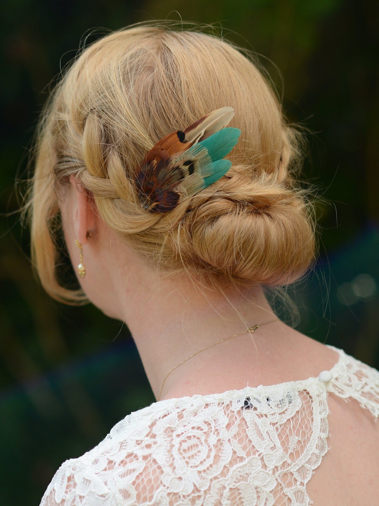 Small Green and Copper Pheasant Feather Hair Clip | Feather Fascinator | Bridal | Bridesmaid Hair Clip | Wedding Fascinator