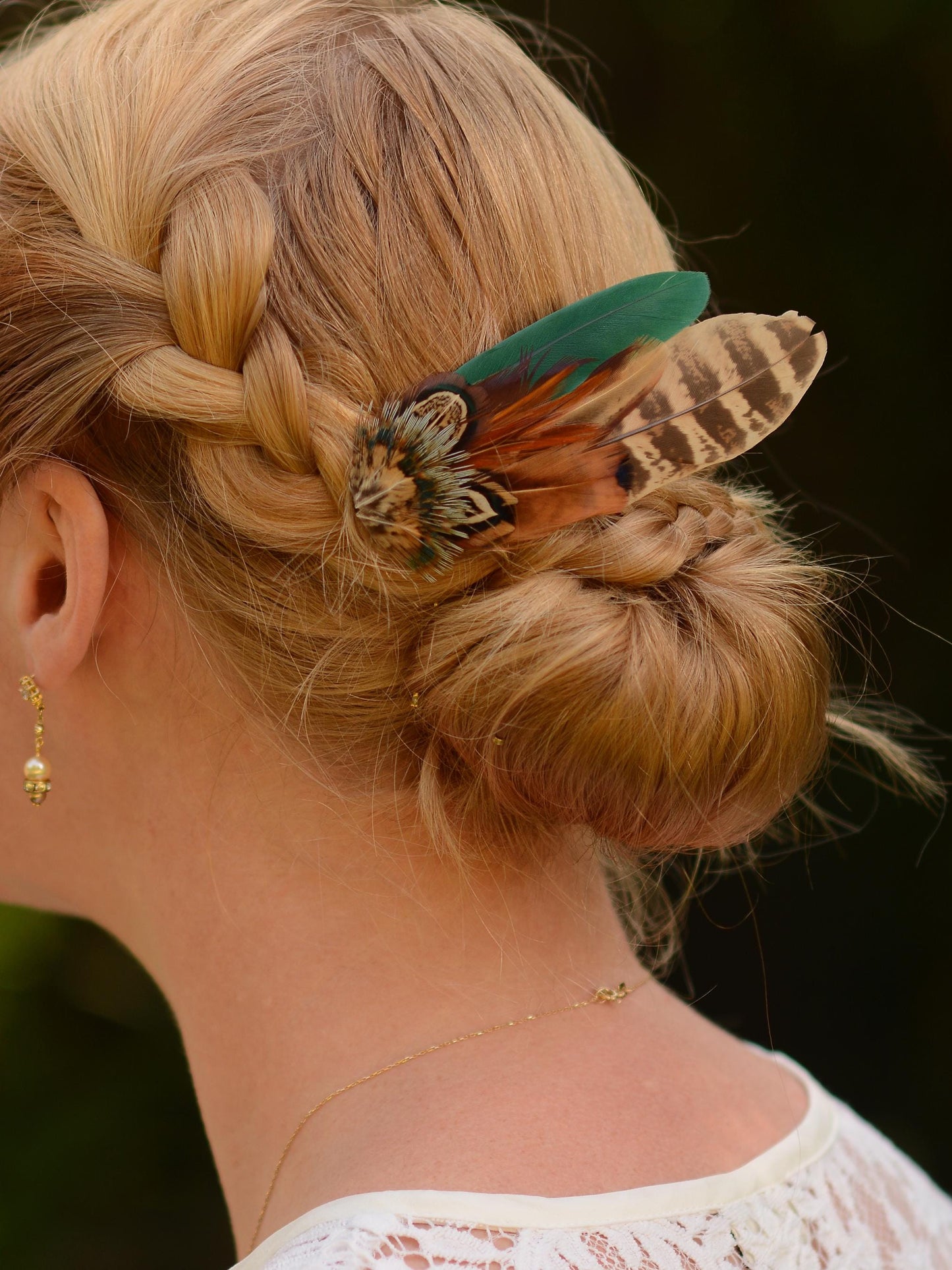 Green and Copper Pheasant Feather Hair Clip, Feather Fascinator