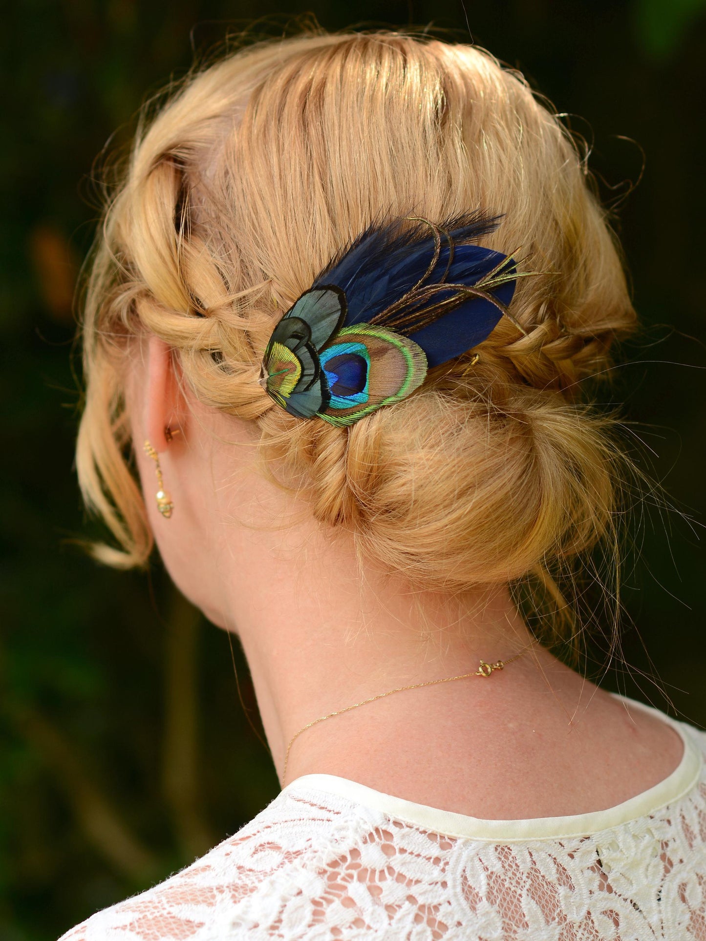 Navy Blue Peacock Feather Hair Clip | Peacock Feather Fascinator | Peacock Feather Headpiece | Bridal Hair Clip | Bridesmaid Hair Clip