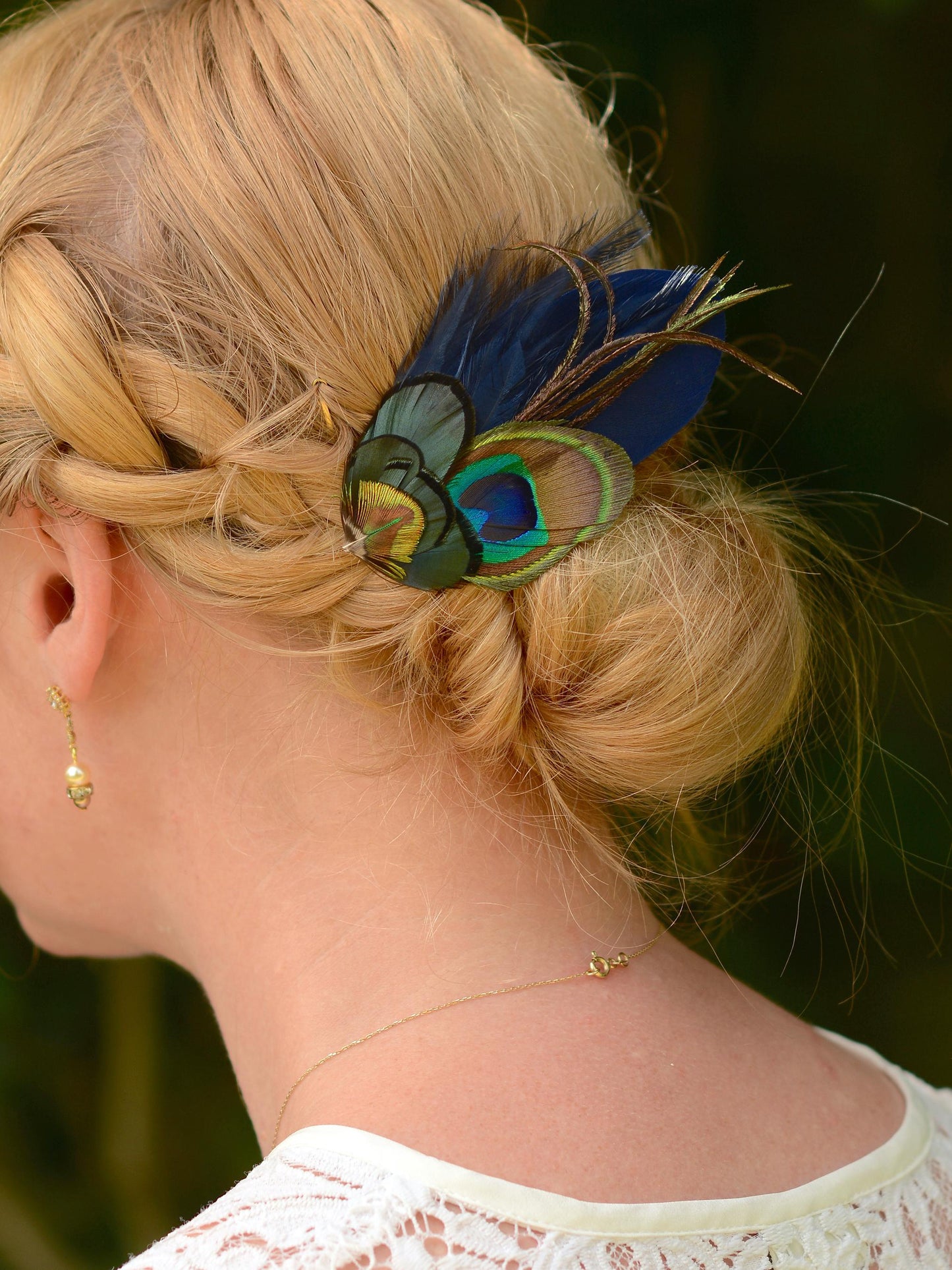 Navy Blue Peacock Feather Hair Clip | Peacock Feather Fascinator | Peacock Feather Headpiece | Bridal Hair Clip | Bridesmaid Hair Clip