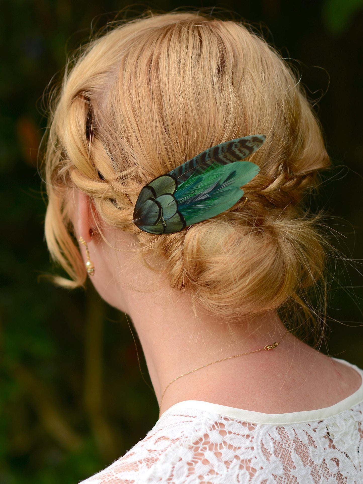 Dark Green Feather Hair Clip | Pheasant Feather Hair Clip | Feather Fascinator | Bridal | Bridesmaid Hair Clip | Wedding Fascinator