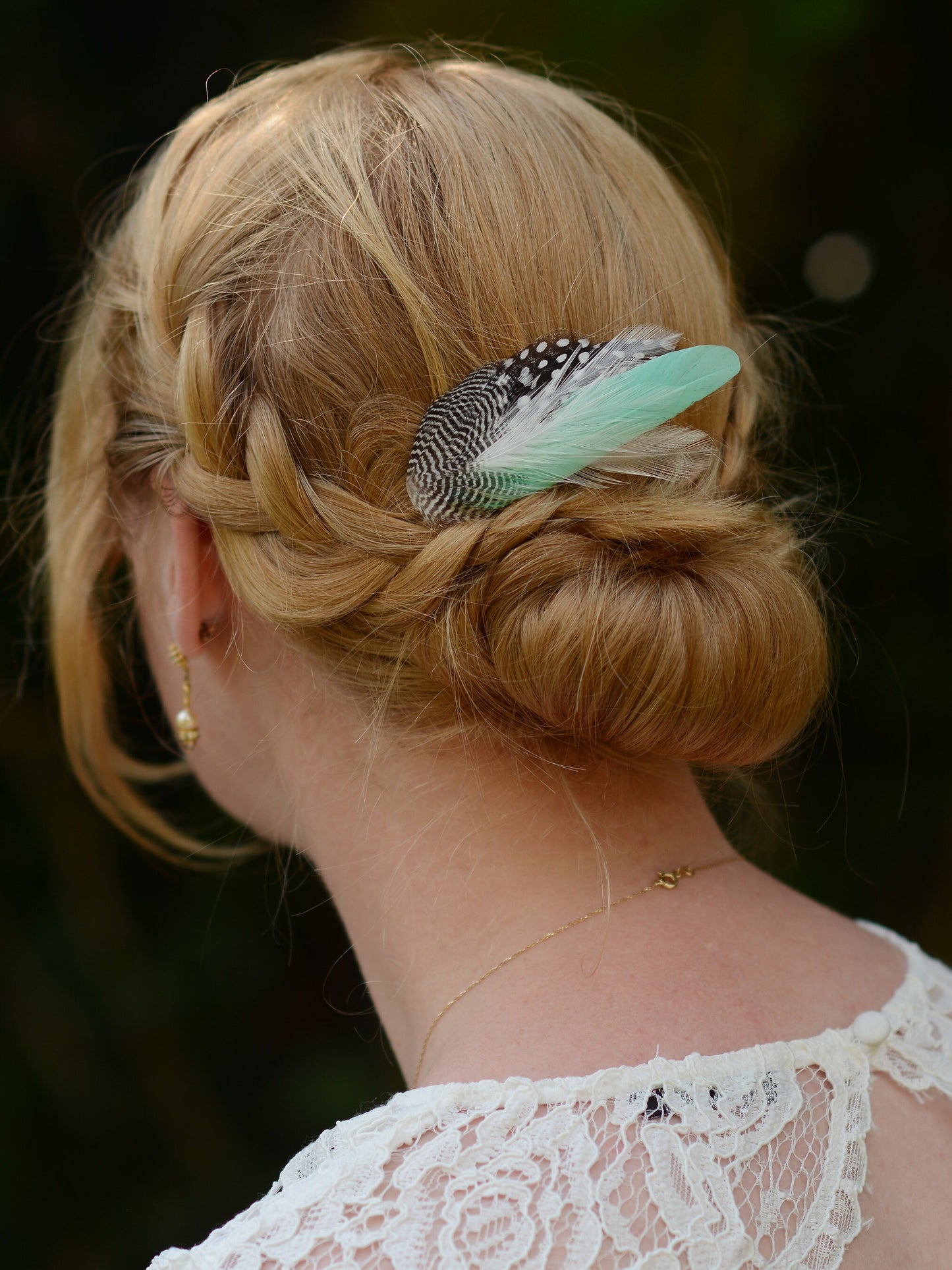Feather Hair Clip in Mint Green and Polka Dot | Mint Feather Hair Clip | Mint Feather Headpiece | Wedding Fascinator | Bridal Headpiece