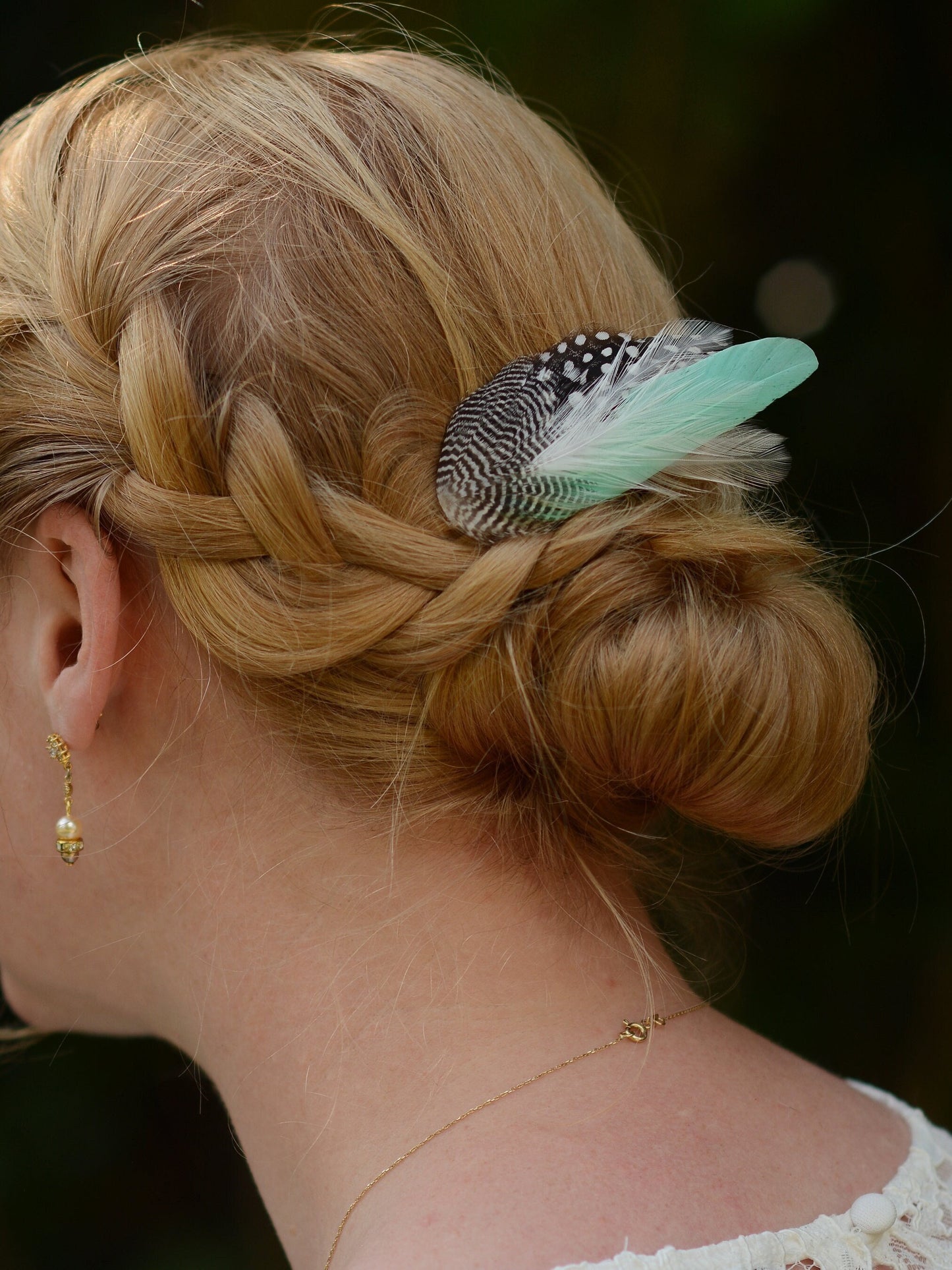 Feather Hair Clip in Mint Green and Polka Dot | Mint Feather Hair Clip | Mint Feather Headpiece | Wedding Fascinator | Bridal Headpiece