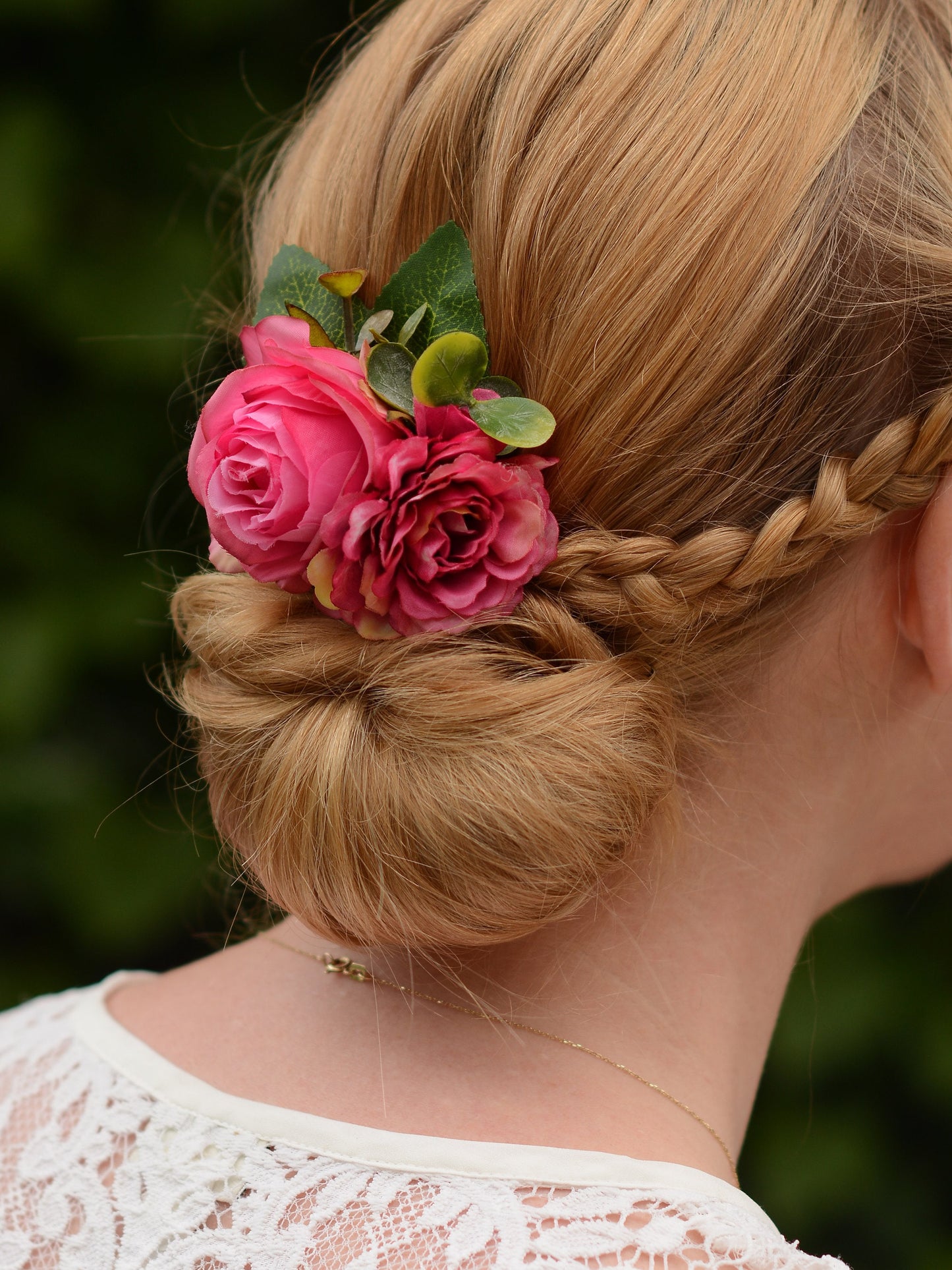 Bright Pink Rose and Peony Flower Hair Clip | Silk Flower Hair Clip | Bridal Hair Clip | Bridesmaids Hair Clip | Flower Girl