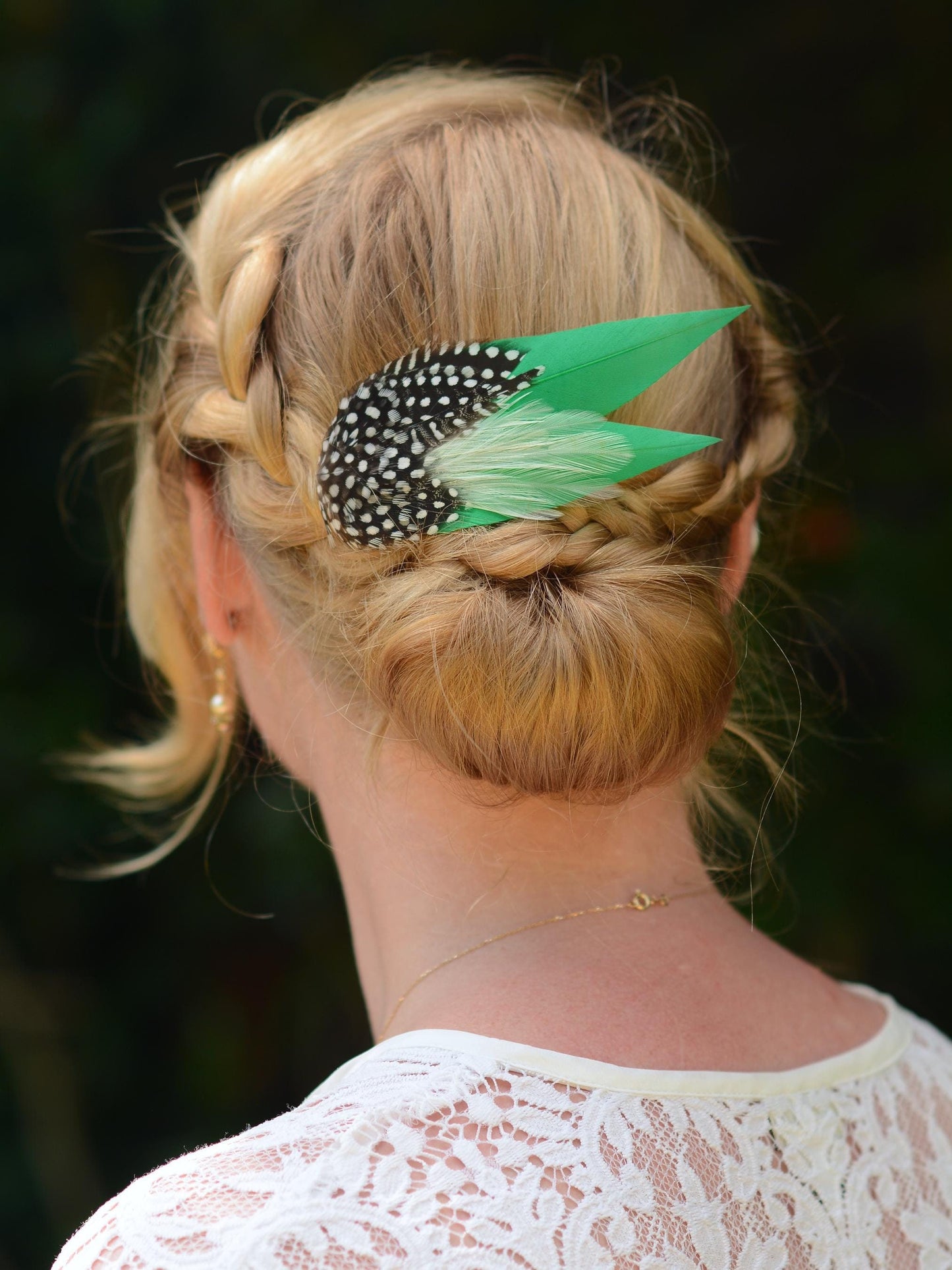 Emerald Green Polka Dot Feather Hair Clip, Green Feather Fascinator