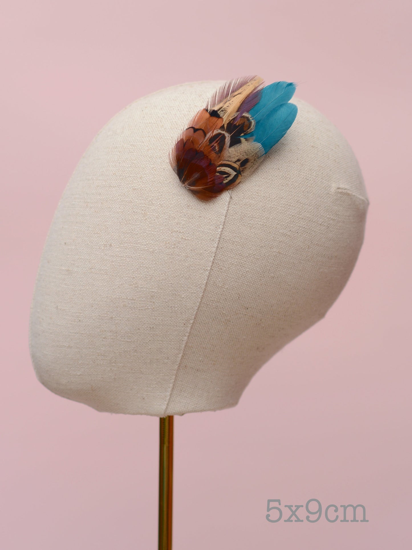 Small Teal and Copper Pheasant Feather Hair Clip | Feather Fascinator | Bridal | Bridesmaid Hair Clip | Wedding Fascinator