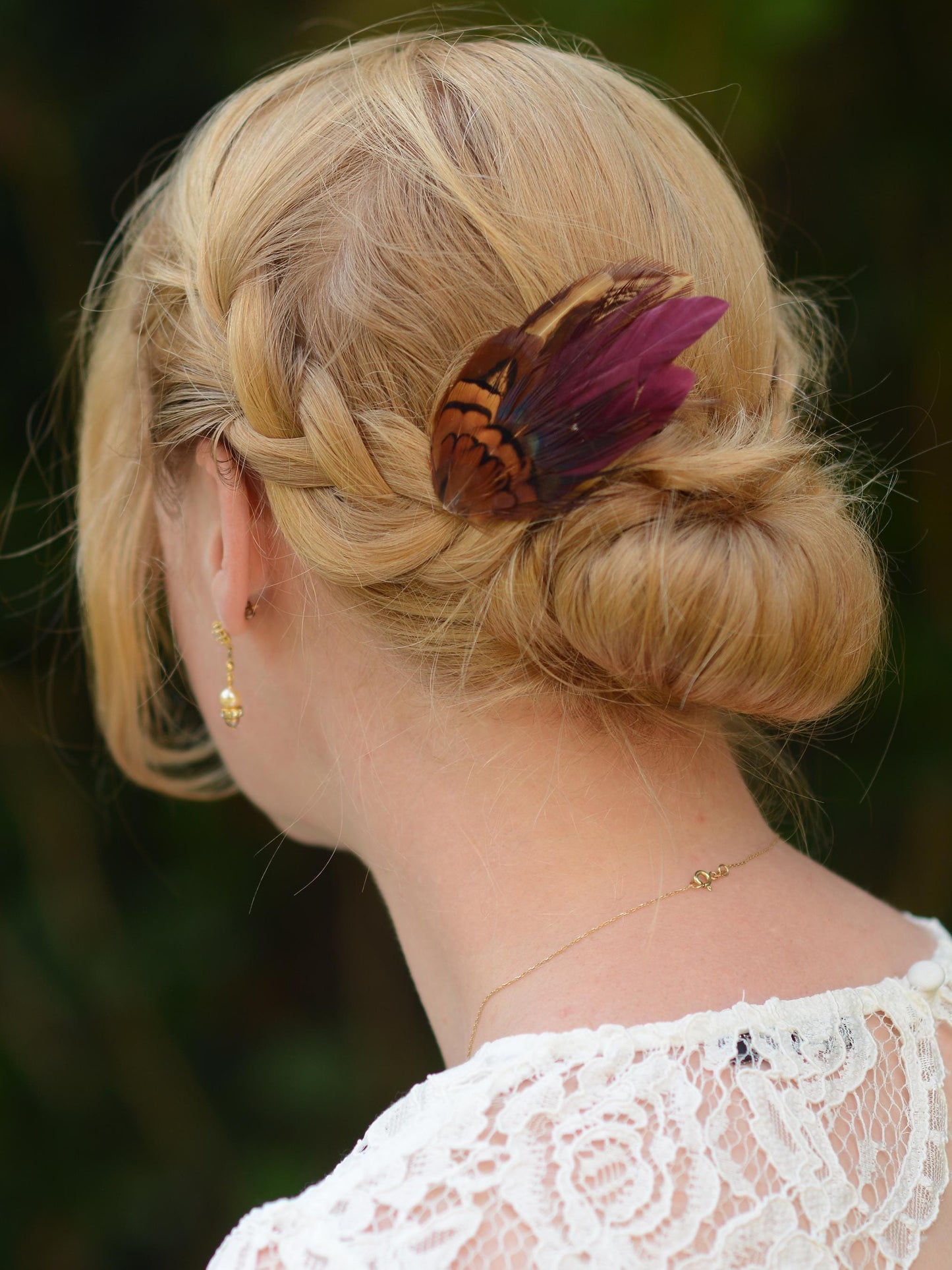 Small Plum Purple and Copper Pheasant Feather Hair Clip | Feather Fascinator | Bridal | Bridesmaid Hair Clip | Wedding Fascinator