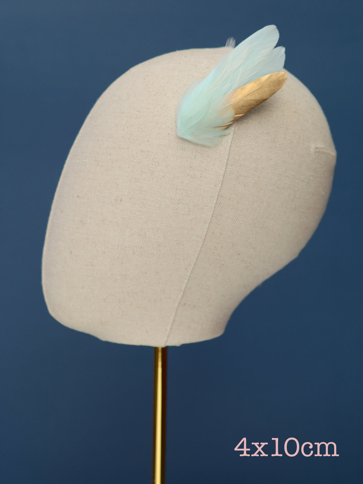 Mint and Gold Feather Fascinator Hair Clip | Blush Feather Hair Clip | Blush Feather Headpiece | Wedding Fascinator | Bridal Headpiece