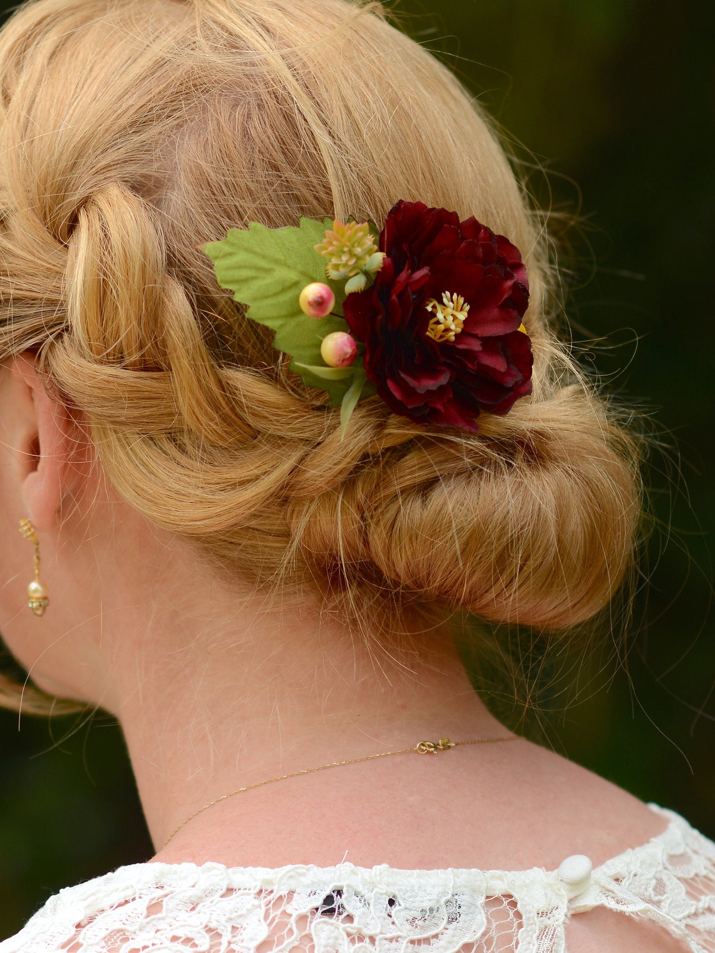Burgundy Peony Flower Hair Clip | Silk Flower Hair Clip | Bridal Hair Clip | Bridesmaids Hair Clip | Autumn | Fall