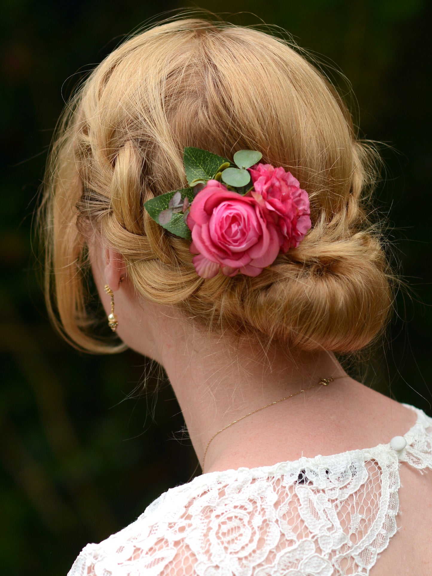Bright Pink Rose and Peony Flower Hair Clip | Silk Flower Hair Clip | Bridal Hair Clip | Bridesmaids Hair Clip | Flower Girl