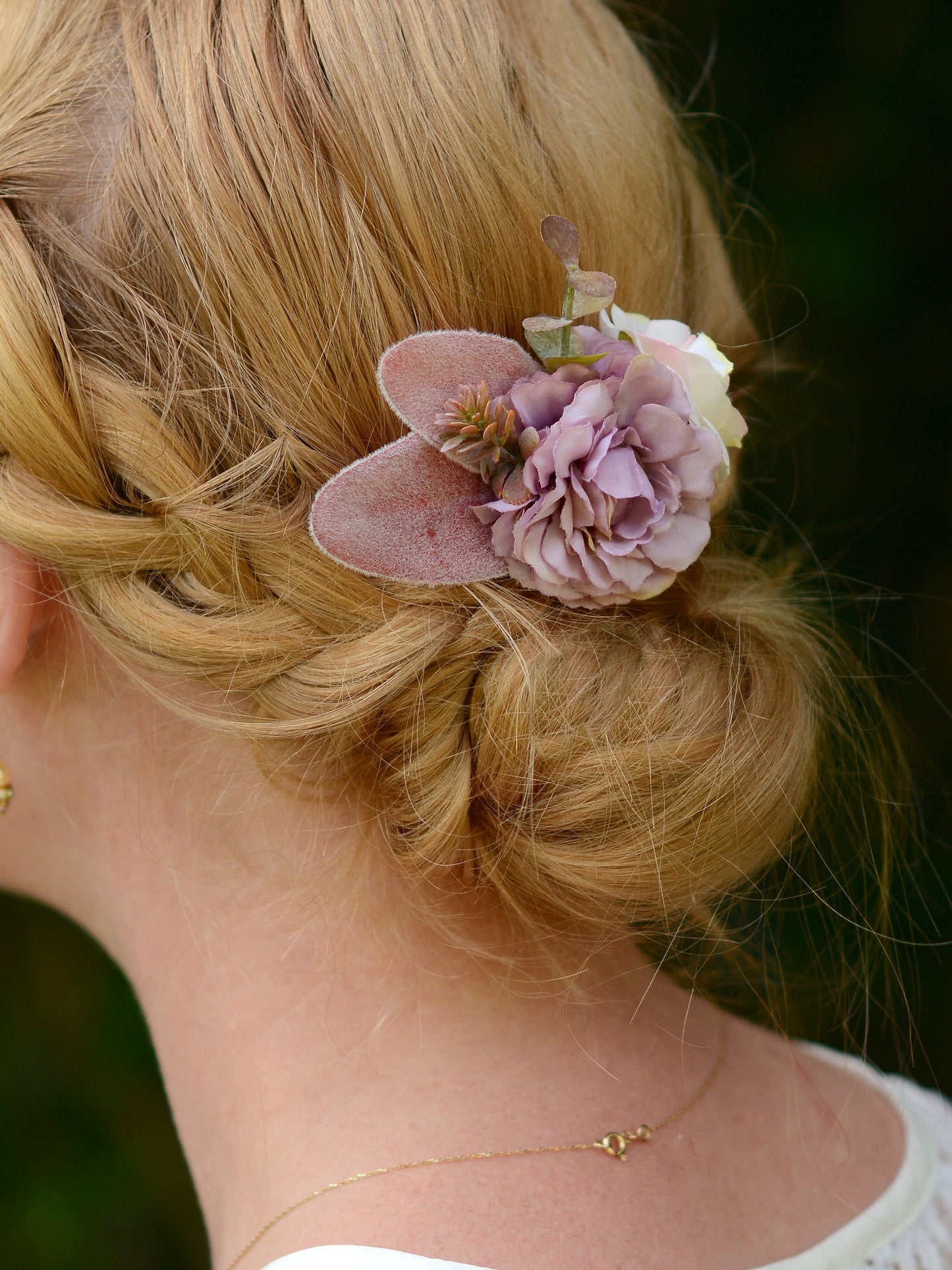 Flower Hair Clip in Mauve and Ivory, Bridesmaids Hair Clip