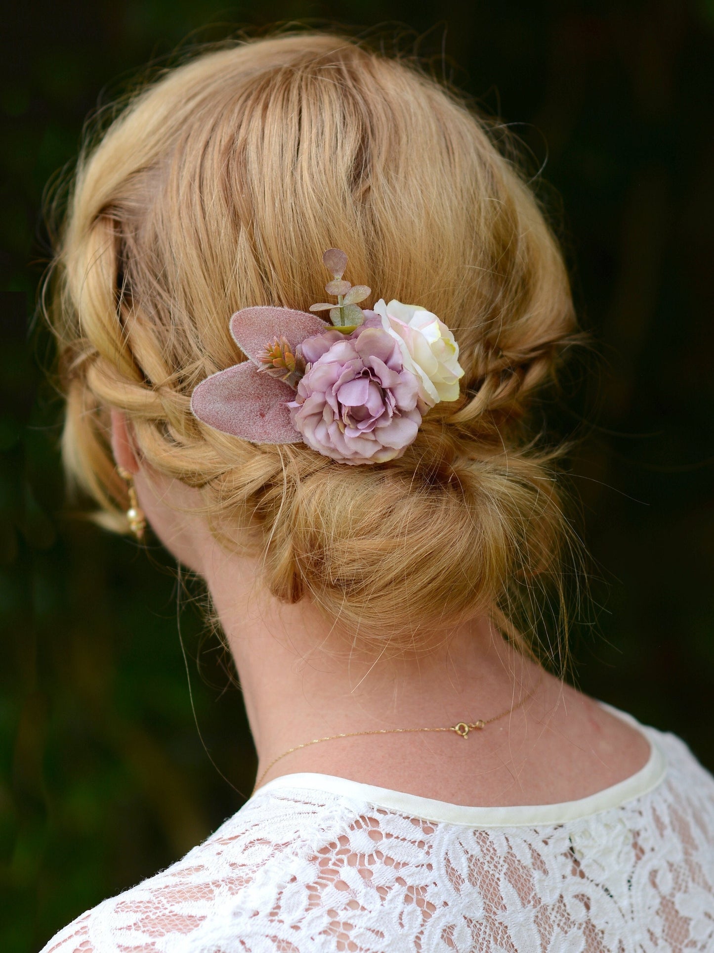 Flower Hair Clip in Mauve and Ivory, Bridesmaids Hair Clip
