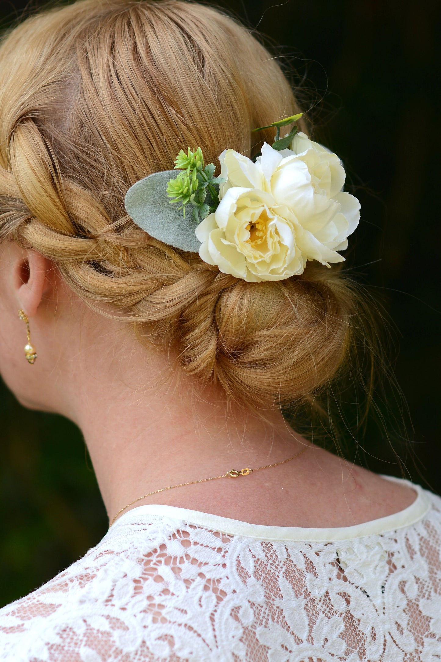 Ivory Peony Flower Hair Clip, Bridal Hair PIece