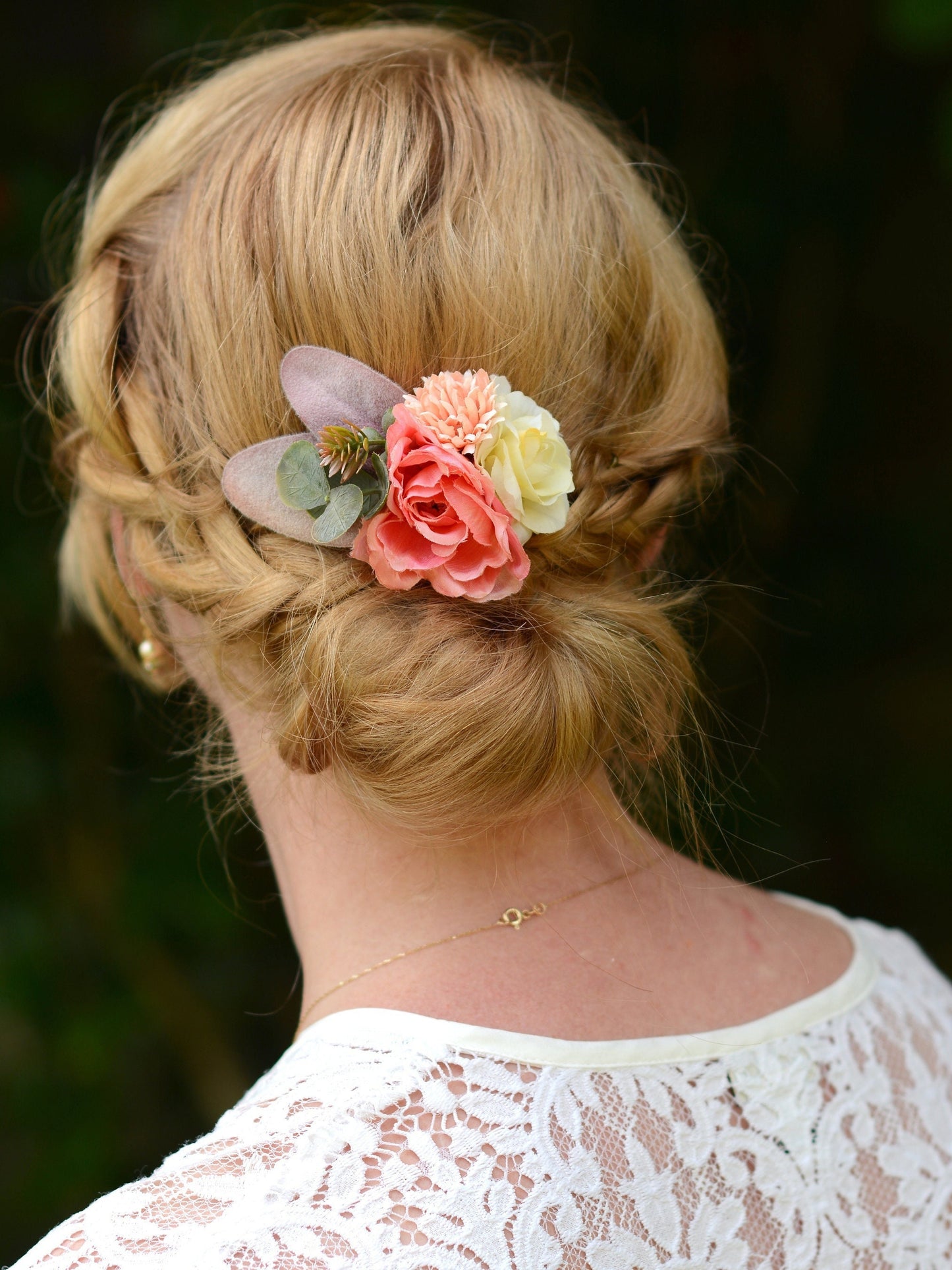 Flower Hair Clip in Coral Pink and Blush, Bridesmaids Flower Hair Piece