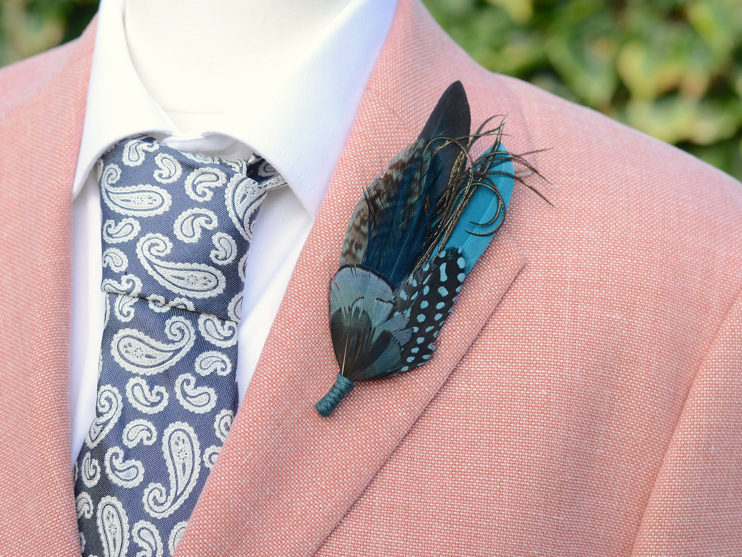 Green, Teal and Turquoise Feather Pin No.299 | Unique Duck Feather Boutonniere / Hat Pin