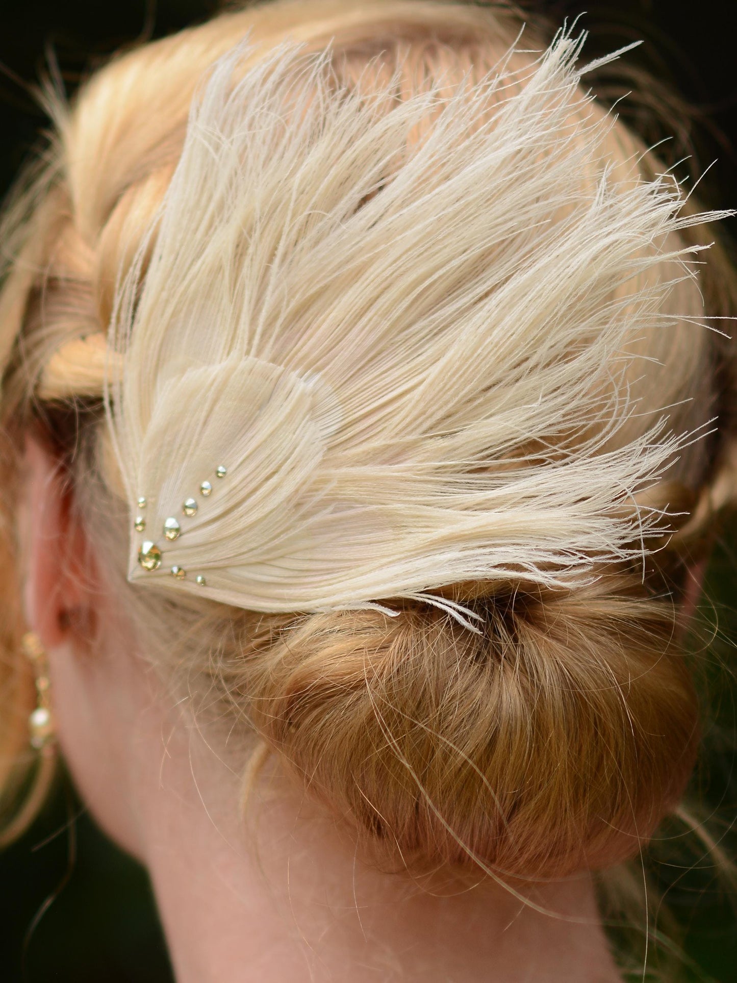 Feather Fascinator in Ivory Peacock with Swarovski Crystal Detail | Bridal Feather Hair Clip | Bridal Feather Hairpiece | Bridal Headpiece