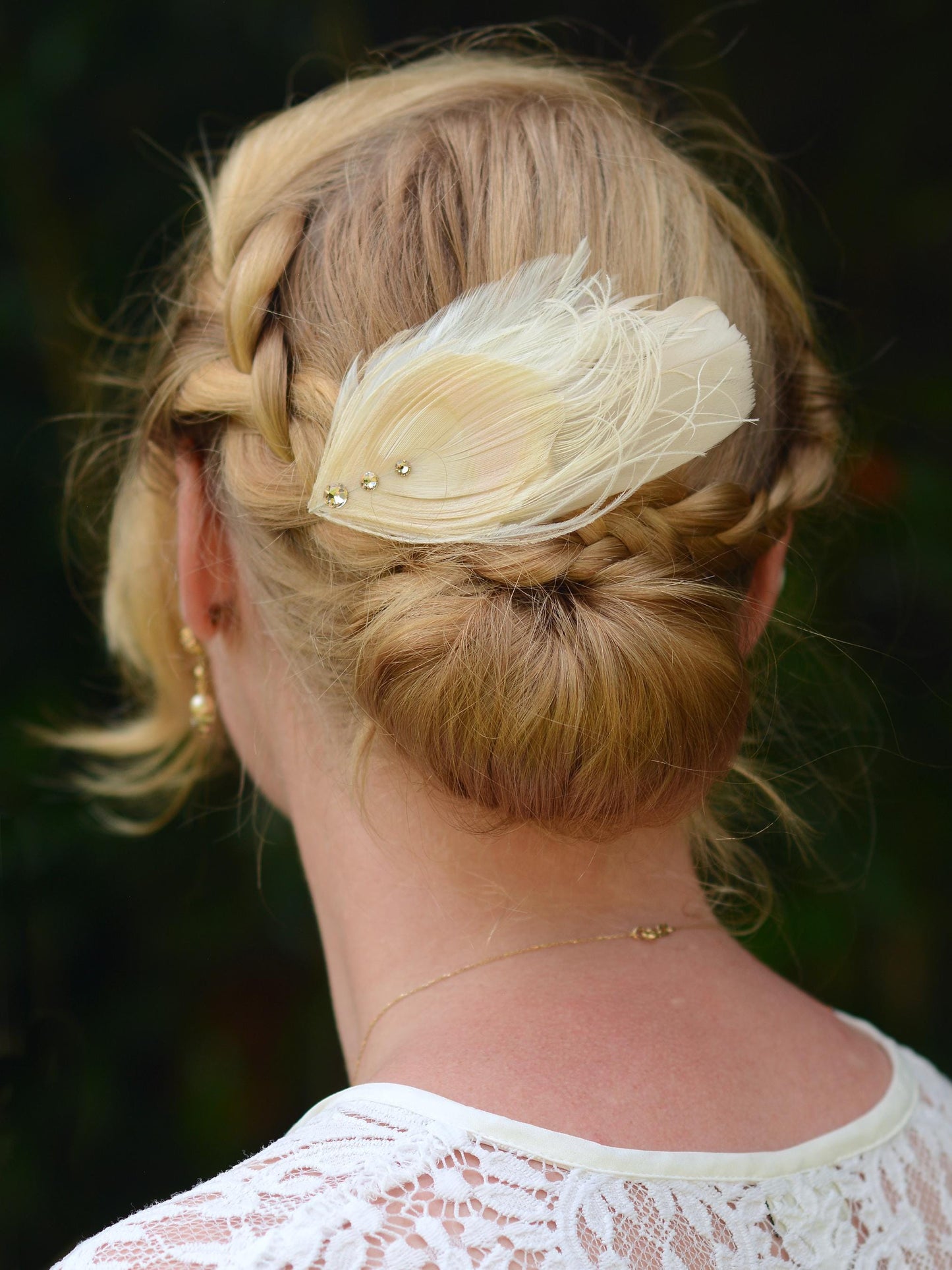 Feather Fascinator in Blush Pink and Ivory Peacock with Swarovski Crystal Detail | Bridal Feather Hair Clip | Blush Feather Hair Clip