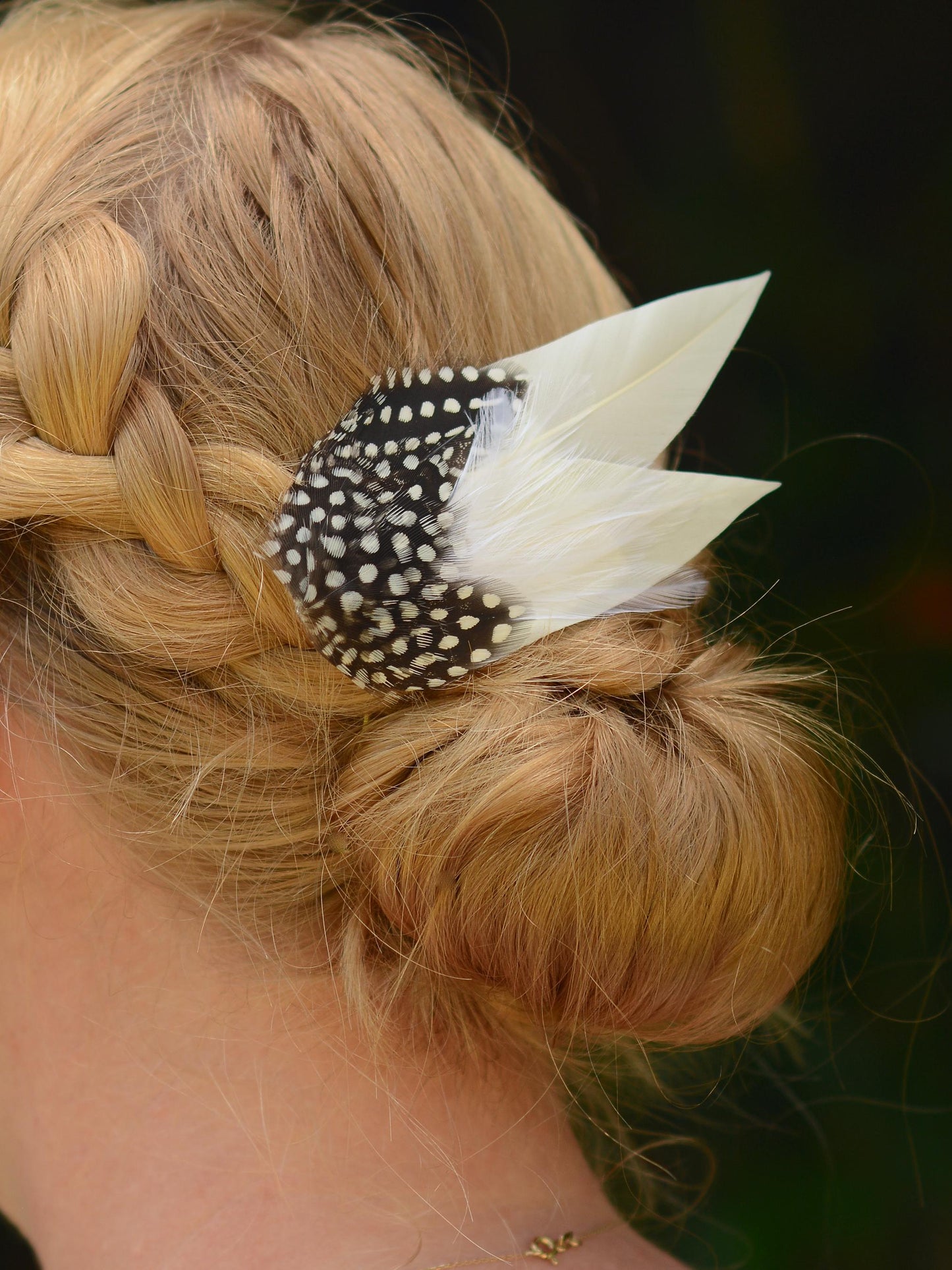 Ivory Feather Hair Clip with Polka Dots | Ivory Feather Fascinator | Ivory Feather Headpiece | Wedding Fascinator | Bridal Headpiece